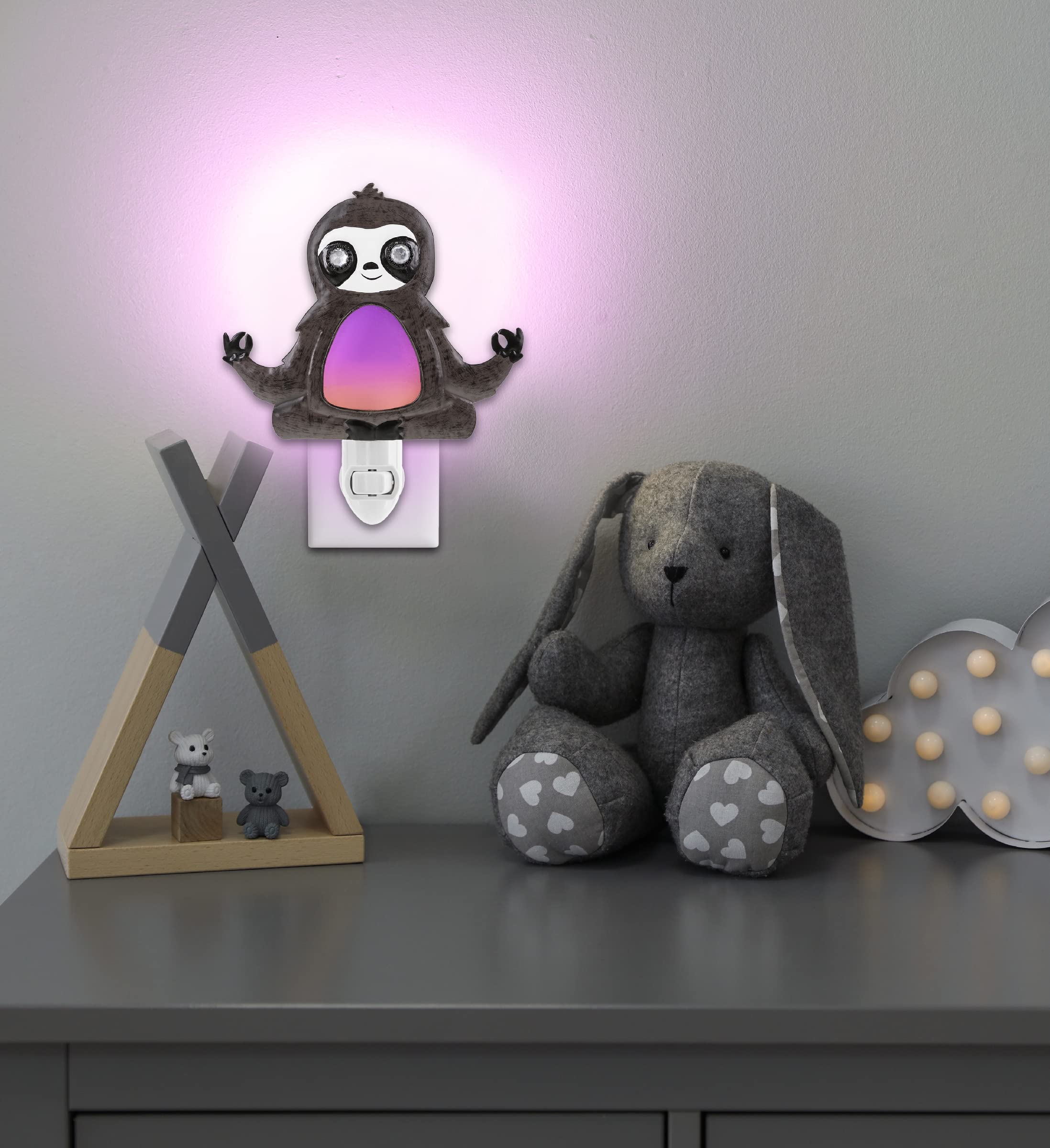 CoTa Global Sloth Night Light - Handmade Metal & Glass Plug-in Wall Nightlight with Switch, 6.5 Inch Cute Animal Night Light for Home Decor - Perfect for Bathroom, Nursery, Hallway, Kitchen & Bedroom - Creates Cozy Ambiance for Kids' Rooms and Relaxing Spaces