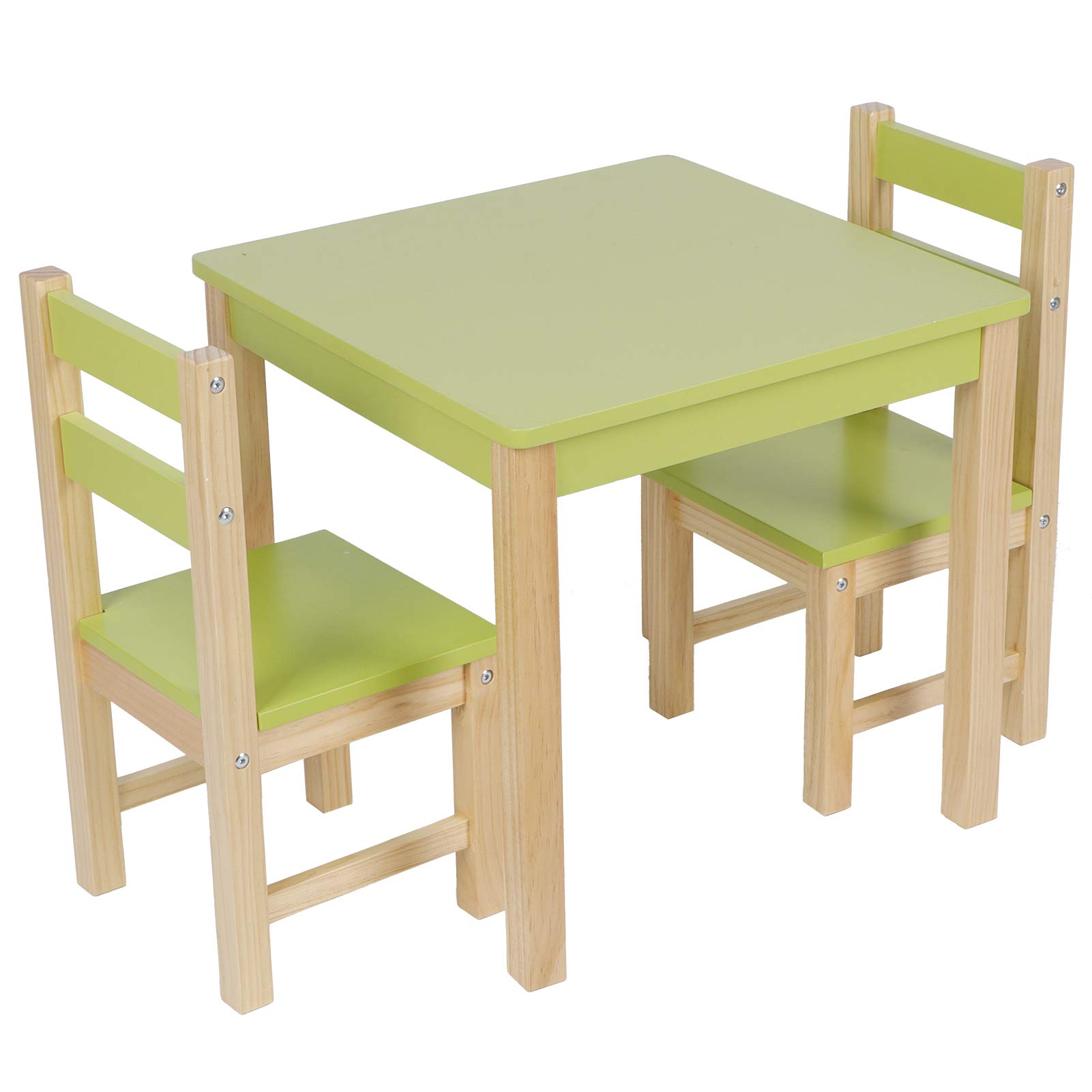 Omabeta Kids Table and Chairs Set - MDF & Pine Wood Study Desk with 2 Chairs, Multifunctional Children's Furniture for Home, Classroom, and Playroom - Perfect for Learning, Drawing, and Playtime Activities