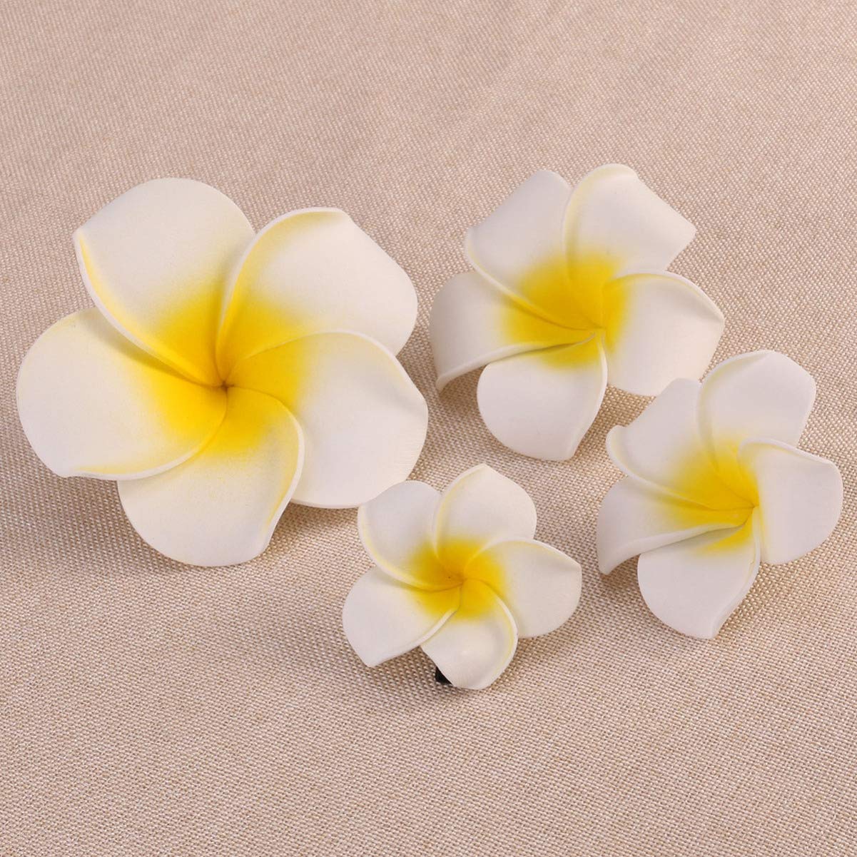 Minkissy 4pcs Plumeria Flower Foam Hair Clips - Hawaiian Floral Barrettes & Alligator Clips for Women - Perfect for Wedding, Party, Beach Vacation & Summer Styling