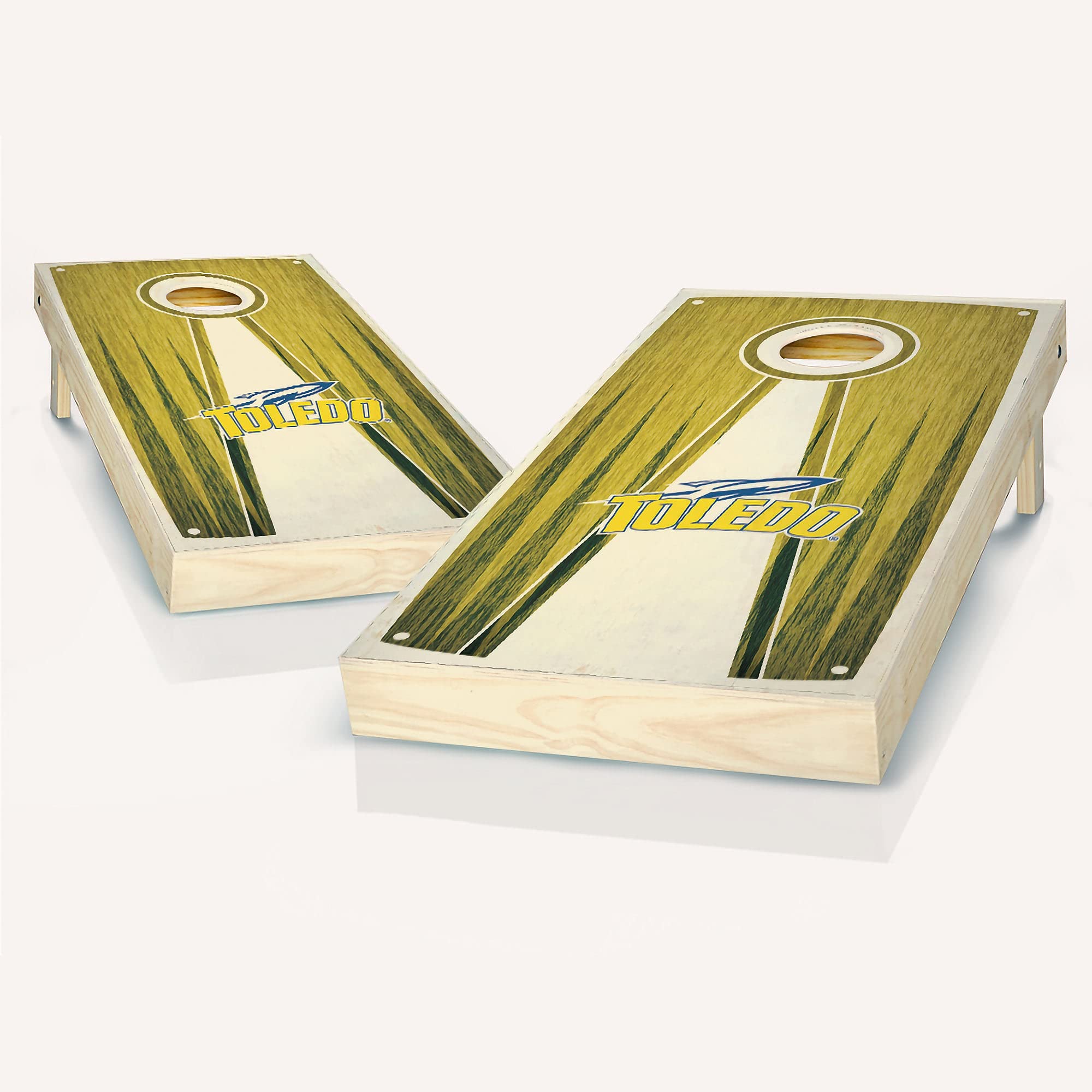Premium Toledo Pyramid Cornhole Game Set - 2 Wooden Boards & 8 Bean Bags for Outdoor Lawn Games, Backyard Parties, Tailgating, and Family Fun
