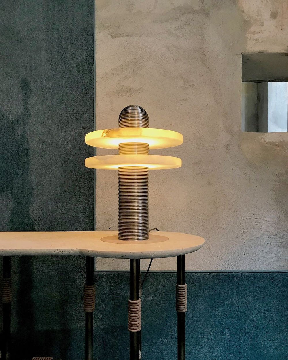 Alabaster Comet Table Lamp - Modern Bedside & Living Room Lighting for Home Decor | Nightstand, Office Desk, Dorm Room