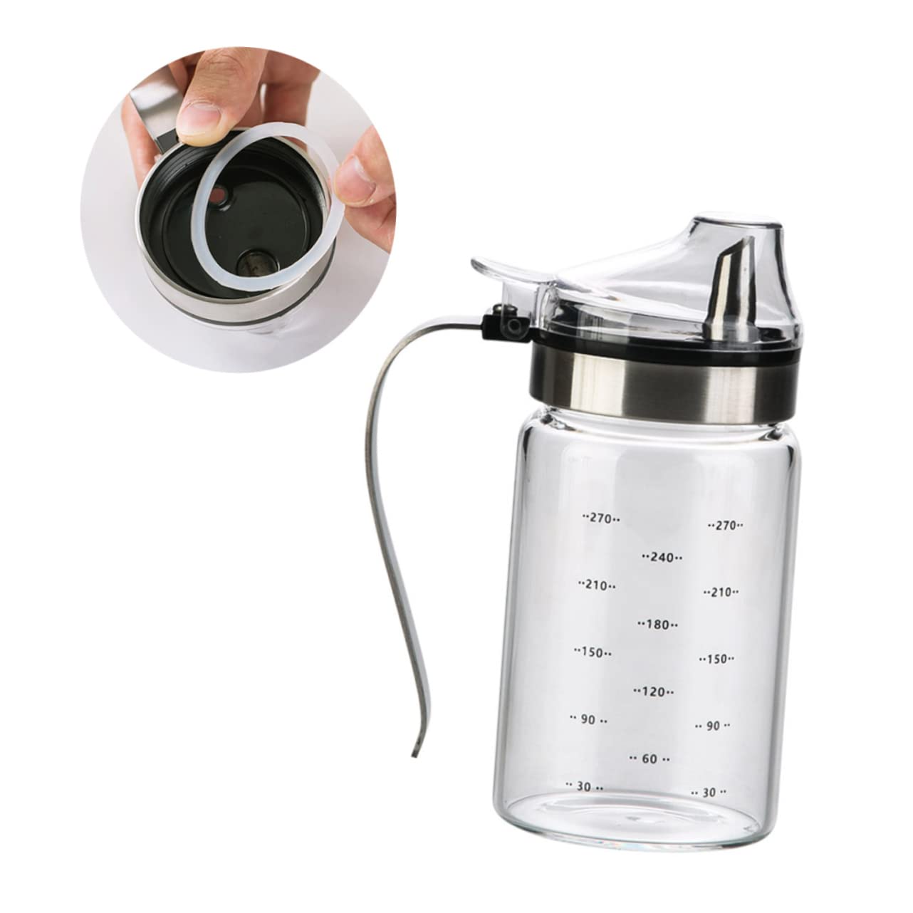 Premium Glass Oil and Vinegar Dispenser - High Borosilicate Cooking Oil Cruet with Drip-Free Spout - Perfect for Kitchen, Restaurants & Salad Dressing - Olive Oil, Vinegar Storage Container