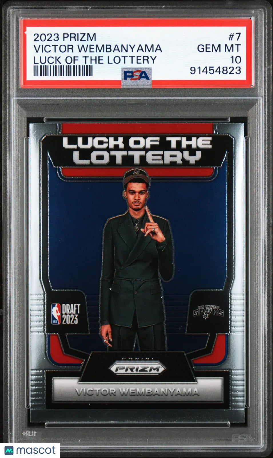 2023 Panini Prizm Luck Of The Lottery Victor Wembanyama Rookie Card PSA 10 Gem Mint #7 - Basketball Collectible for Display & Investment