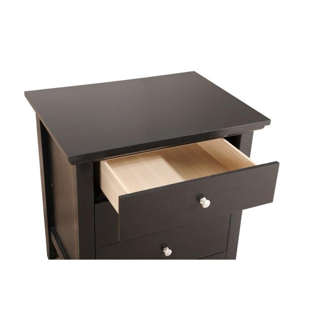 Black Glory Furniture Hammond 3-Drawer Nightstand - Modern Bedside Table for Bedroom Storage & Organization | Perfect for Small Spaces, Apartments & Guest Rooms