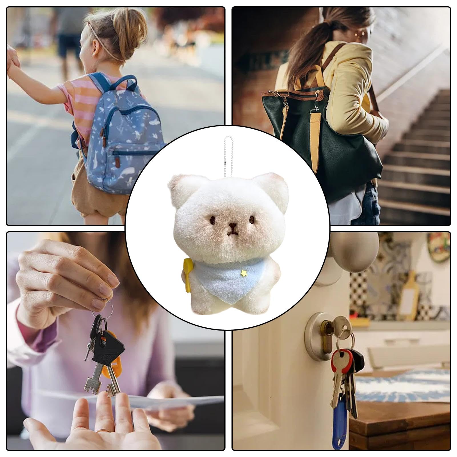 Cute Plush Cat Keychain - Small Cartoon Cat Plushie Pendant | Soft Portable Bag Charm for Women & Girls | Perfect for Backpacks, Purses, Gift Giving & Kawaii Accessories