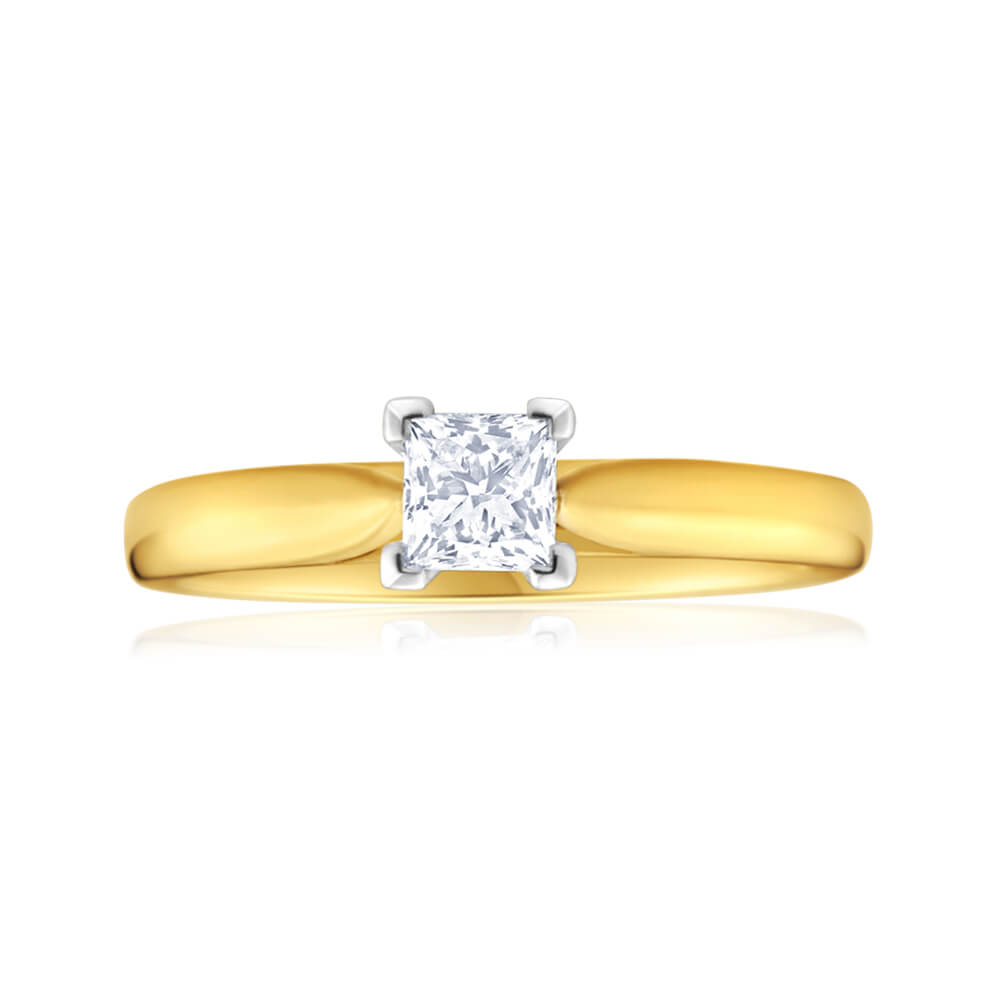 18K Yellow Gold Solitaire Ring with 0.5 Carat Diamond - Elegant Engagement & Wedding Ring for Women - Perfect for Proposals, Anniversaries & Special Occasions