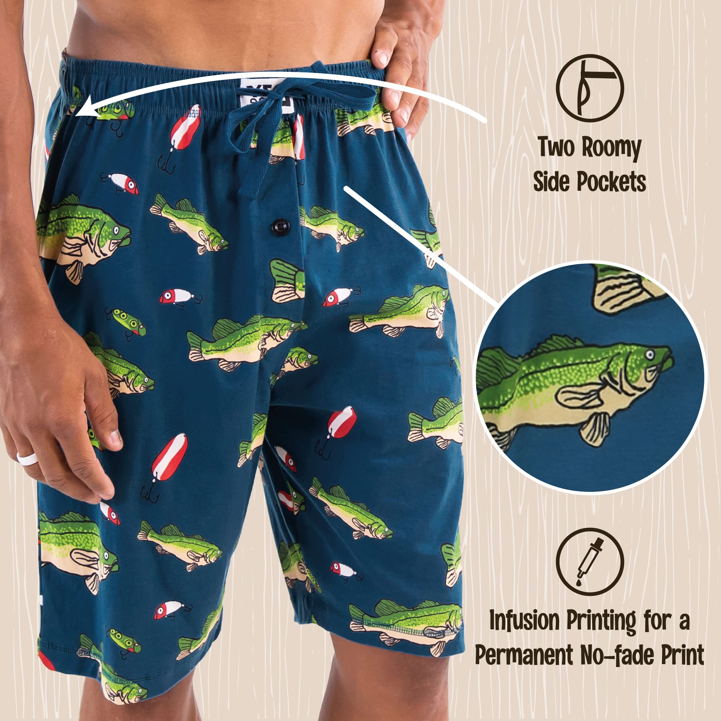 Lazy One Men's Pajama Shorts - Soft Cotton Sleepwear & Lounge Pants for Comfortable Sleep, Relaxing at Home, and Summer Nights