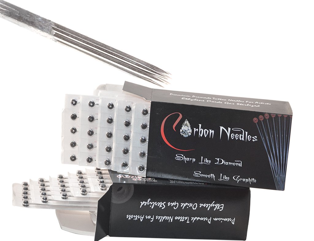 Disposable Stainless Steel Tattoo Needles - 50pcs Carbon Needles (7RL) for Professional Tattoo Artists - Perfect for Line Work, Shading & Detail Tattooing