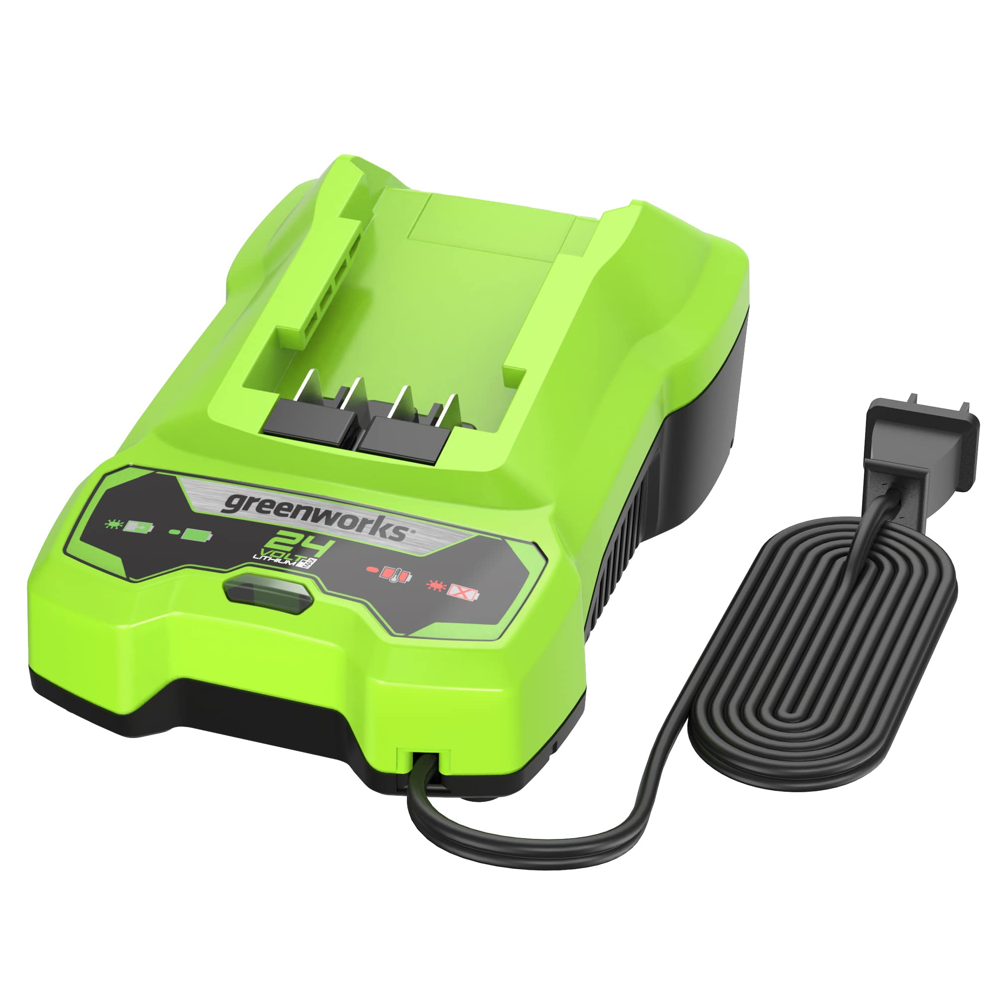 Greenworks 24V Battery Charger - Genuine OEM Replacement for Greenworks 24V Tools - Fast Charging for Lawn Mowers, String Trimmers & Power Tools - Perfect for Home Garden & Outdoor Equipment Maintenance