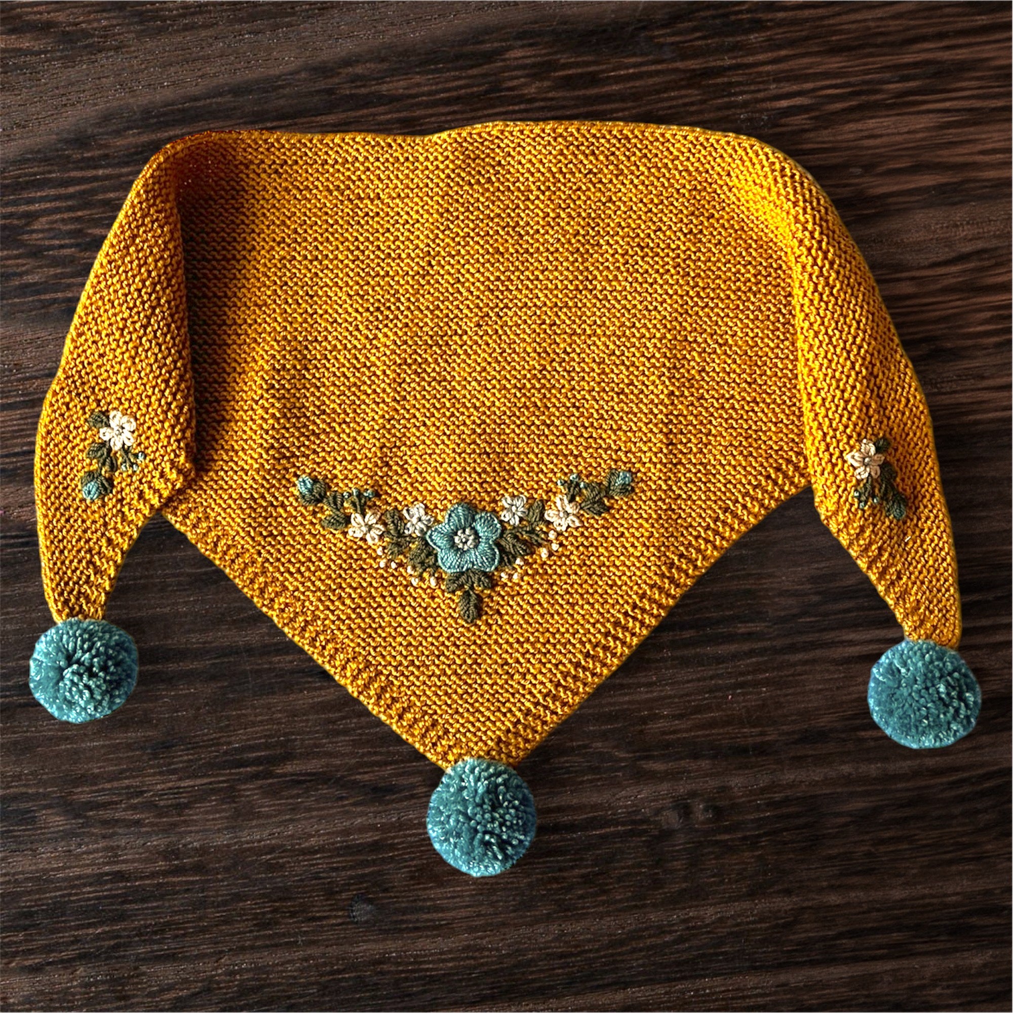 RKO Mustard Embroidered Triangle Scarf - Stylish Fashion Accessory for Women, Boho Chic Scarf for Fall & Winter Outfits, Perfect Gift for Her