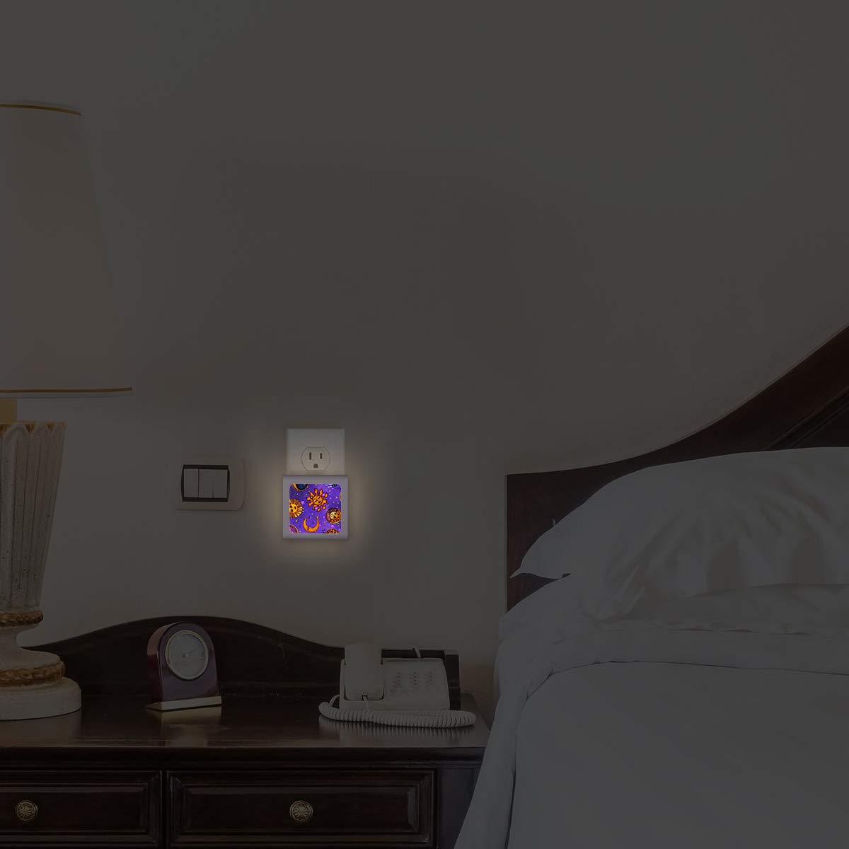 Dimmable LED Night Light with Auto On/Off Sensor - Adjustable Brightness & Warm Light for Bathroom, Hallway, Nursery & Bedrooms - Moon Face Design by Dan Morris - Perfect for Nighttime Safety & Comfort