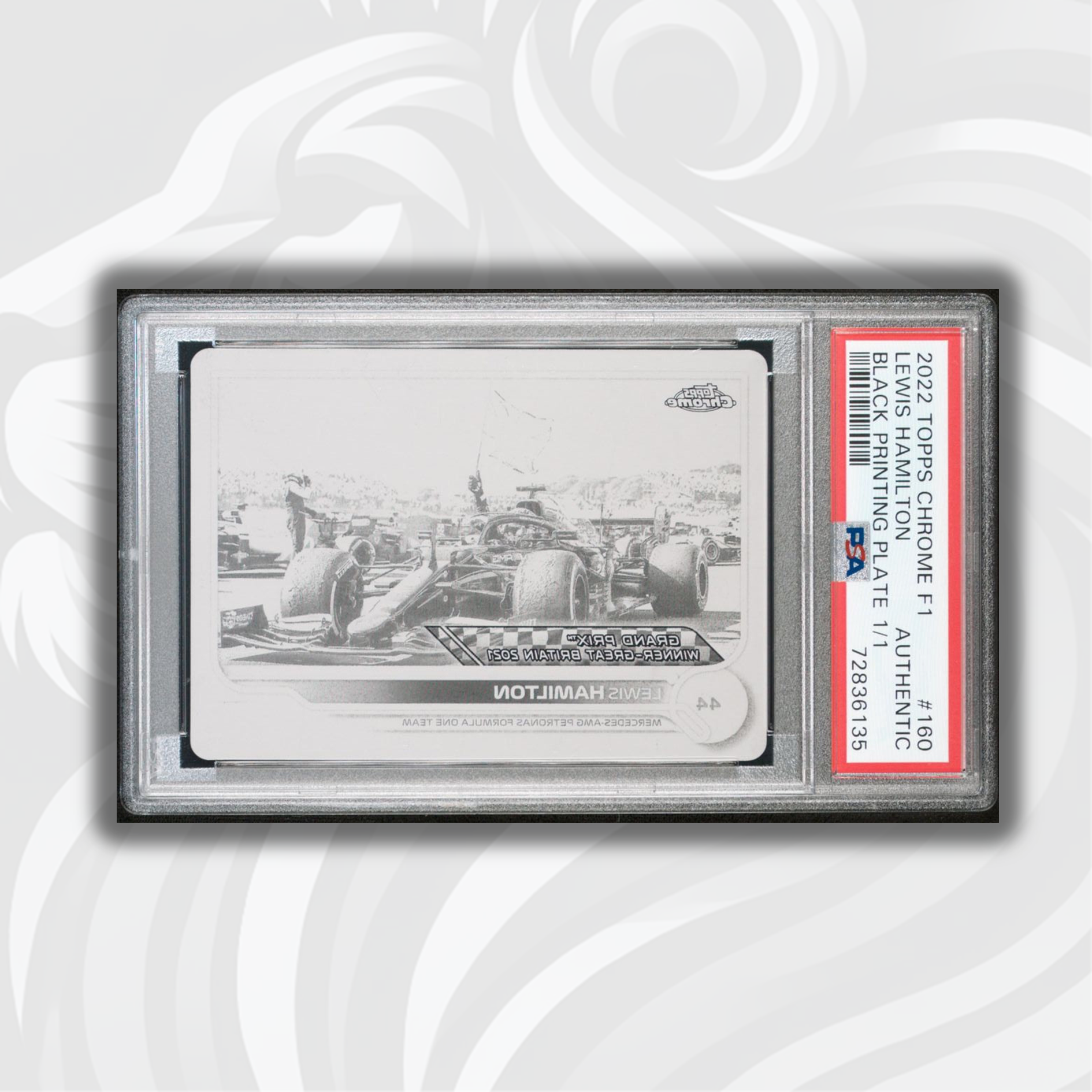 2022 Topps Chrome F1 Lewis Hamilton #160 Black Printing Plate - Rare Collectible for F1 Fans & Sports Memorabilia Enthusiasts
