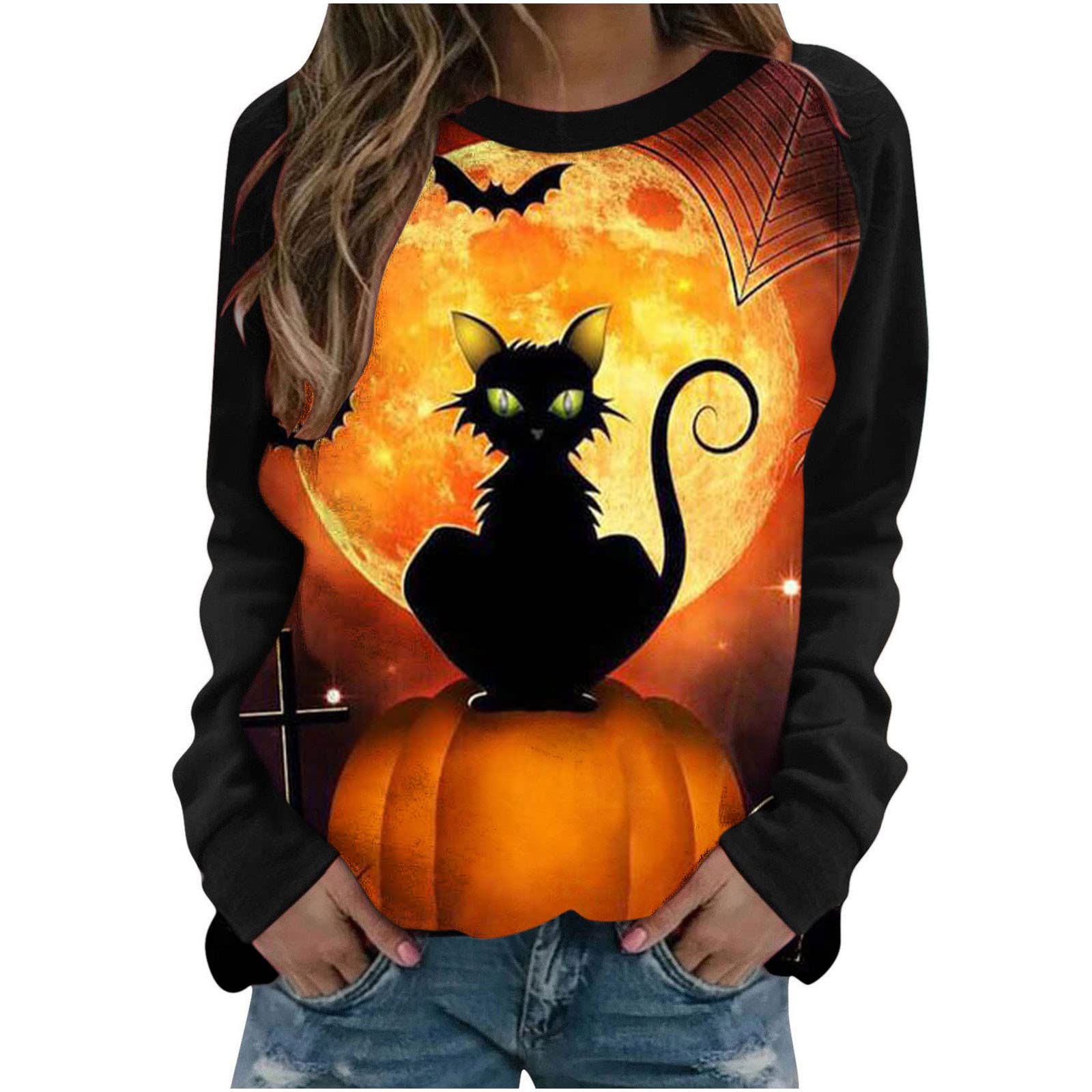 Women's Long Sleeve Graphic T-Shirts - Oversized Round Neck Western Style Blouse for Teen Girls | Fall Fashion Casual Wear & Layering Essential