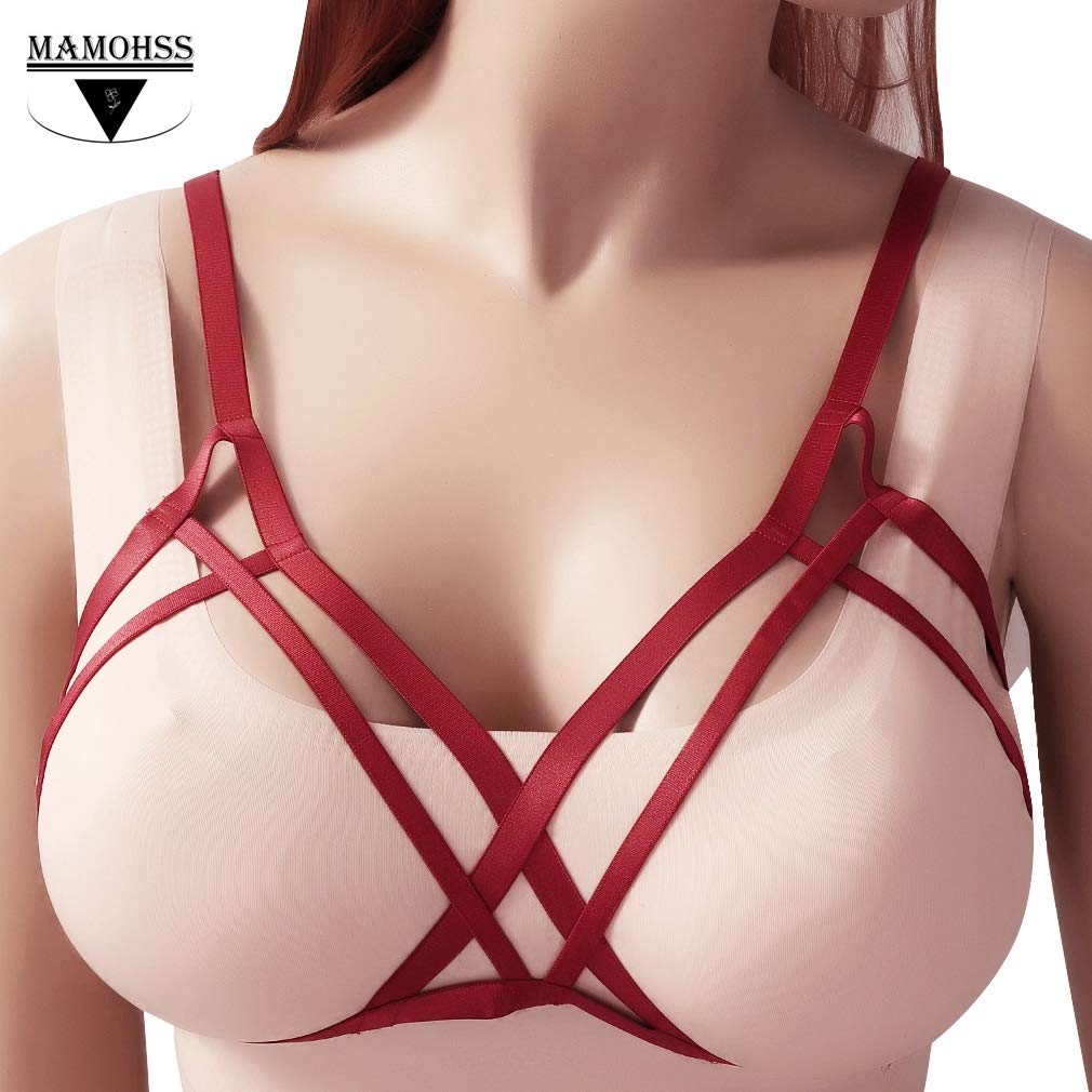 MAMOHSS Women's Stretch Elastic Body Harness Bra - Gothic Punk Lingerie with Adjustable Straps - Perfect for Nightclubs, Costume Parties & Boudoir Photography