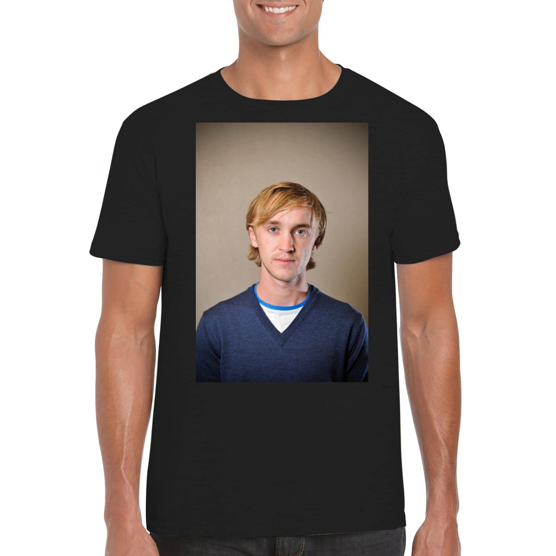 Tom Felton Official Men's Crewneck T-Shirt | FCA #FCAG537643 | Soft Cotton Tee for Harry Potter Fans, Casual Wear & Movie Merchandise Collection