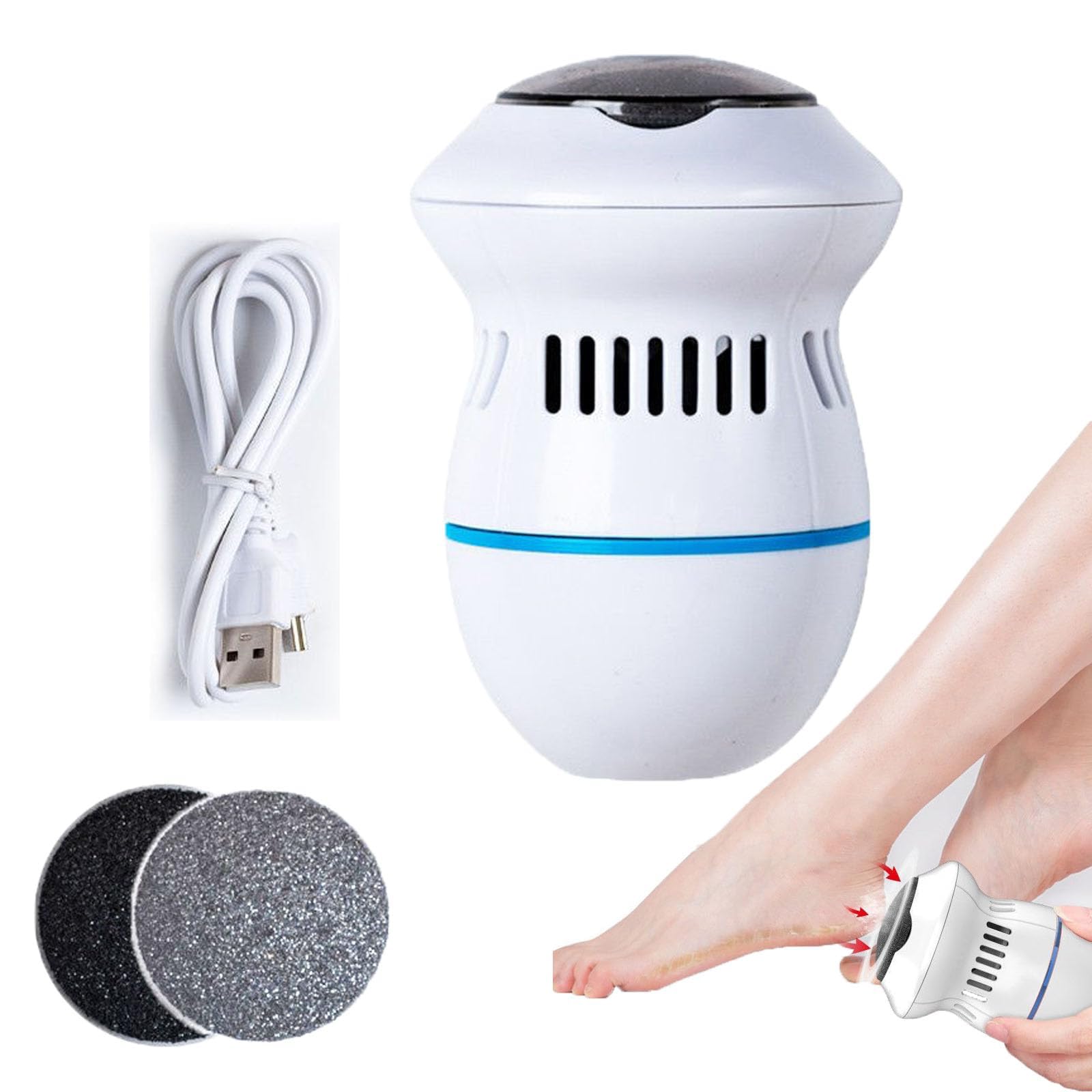 Lumi Electric Foot Grinder - Dual Speed Callus Remover for Dead Skin & Hard Skin, Professional Pedicure Tool for Soft Smooth Feet - Perfect for Home Spa, Pedicure & Foot Care Routine (Includes 2 Grinding Heads)