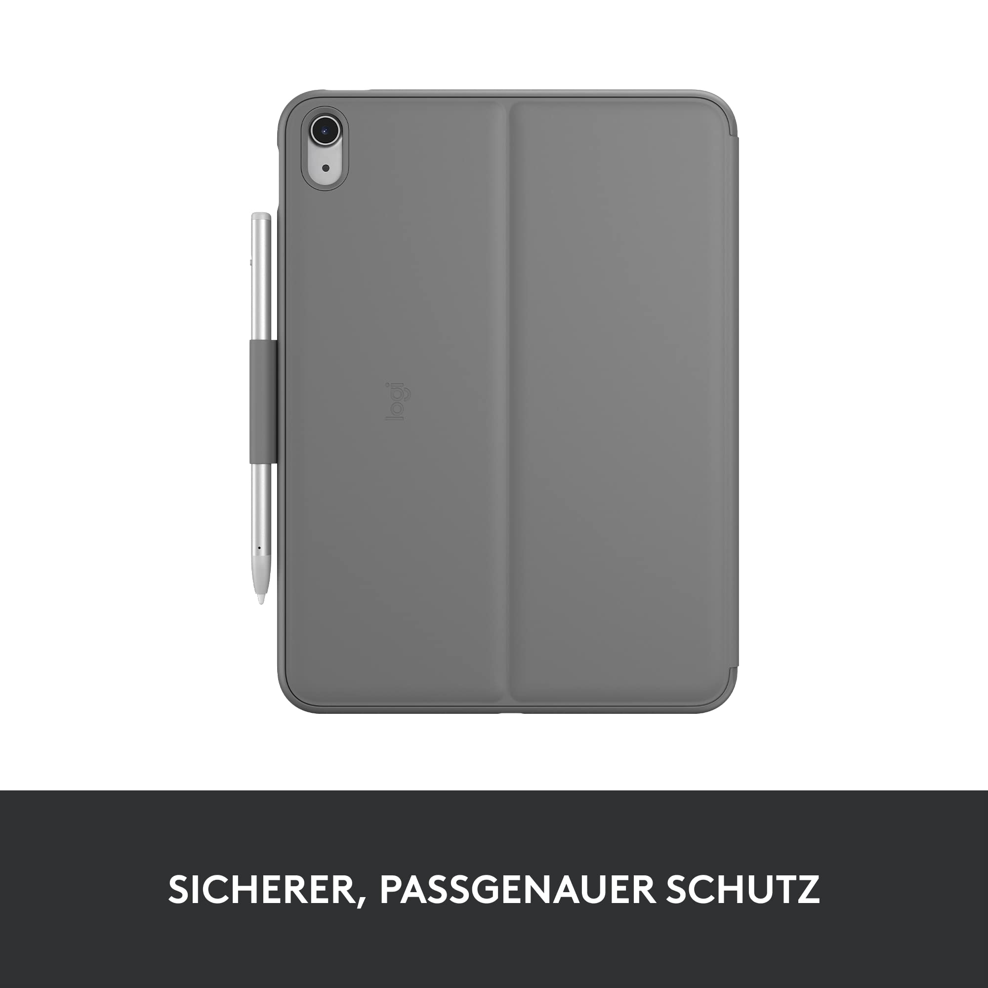 Logitech Slim Folio Keyboard Case for iPad 10th Gen & iPad Air 4 (A16) - Wireless Bluetooth Keyboard with German QWERTZ Layout in Graphite | Perfect for Work, Study & Travel