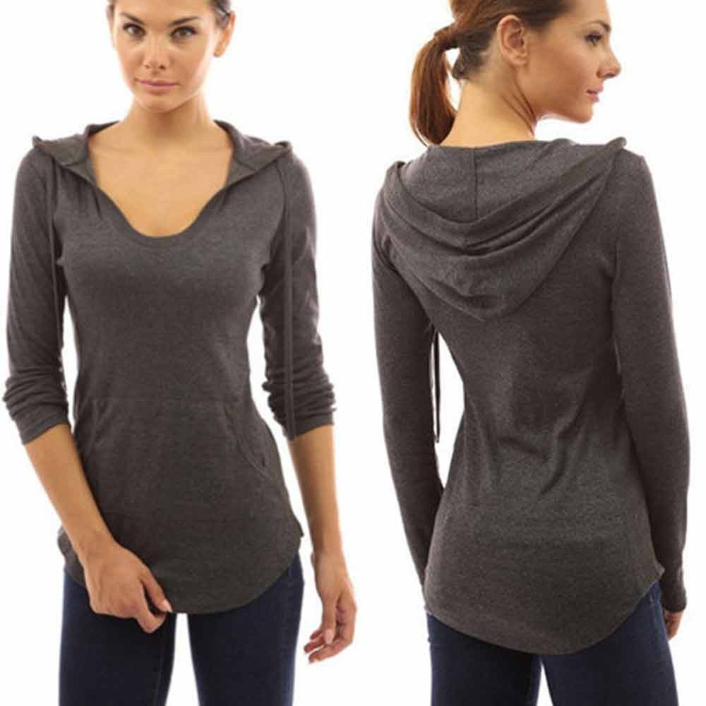 Women's Slim Fit Hooded Sweatshirt with Pocket - Long Sleeve Pullover Jumper Top for Casual Wear, Gym & Outdoor Activities