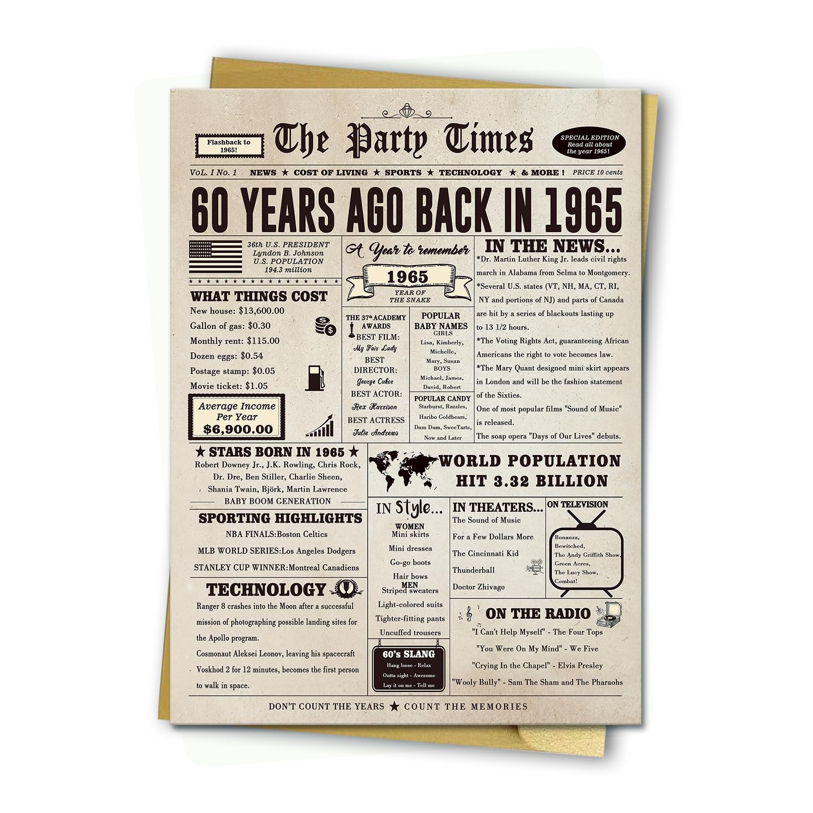 Giant 60th Birthday Card for Women & Men - Funny 60 Years Old Birthday Gift for Husband, Wife, Mom & Dad - Large 60th Birthday Party Decorations for Friends & Family - Perfect for Milestone Celebrations, Retirement Parties & Surprise Gifts