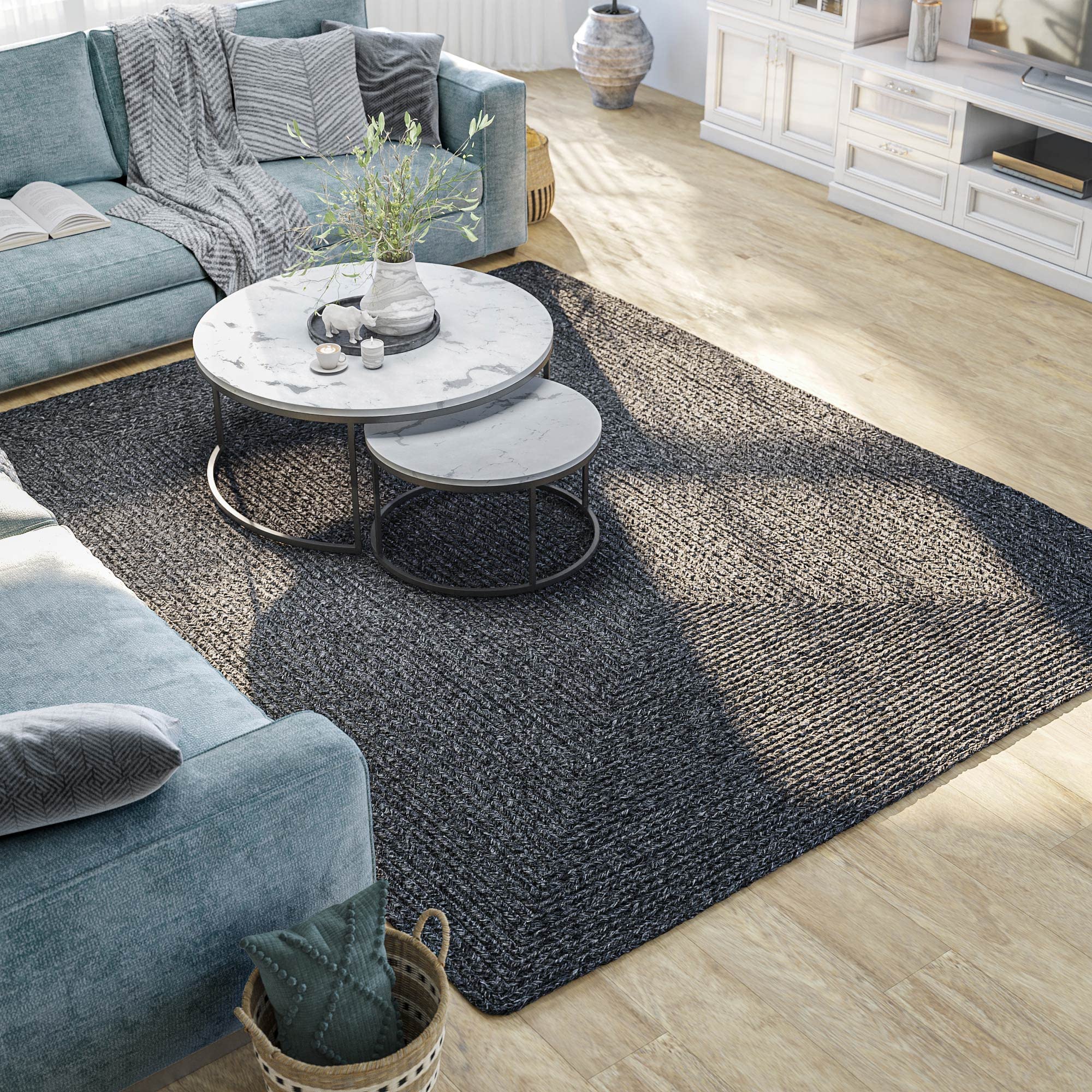 BELLEZE Modern Solid Color Area Rug 8' x 10' Charcoal - Indoor/Outdoor Bohemian Style Rug for Living Room, Kitchen, Patio Decor | Soft & Durable Home Accent Rug for High Traffic Areas