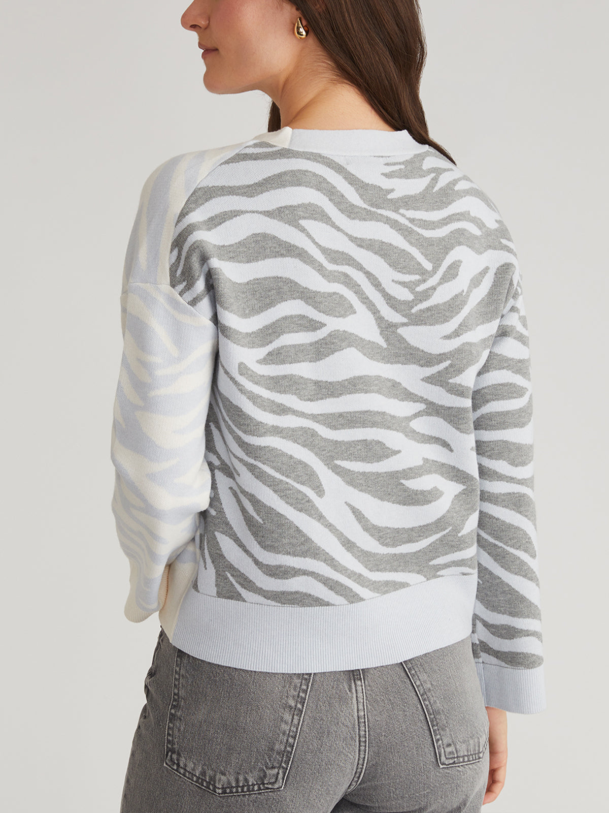 Nicole Women's Colorblock Zebra Print Cardigan Sweater - Stylish Long Sleeve Open Front Knit Top for Casual Outfits & Fall Layering