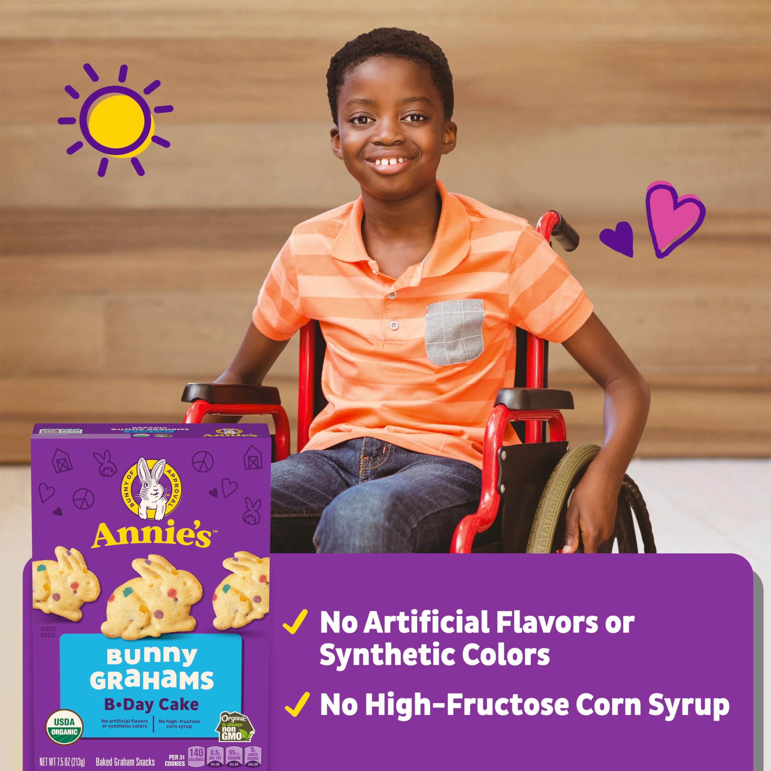 Annie's Organic Birthday Cake Bunny Grahams - Healthy Kids Snacks, 7.5 oz Box - Perfect for Birthday Parties, School Lunches & After-School Treats