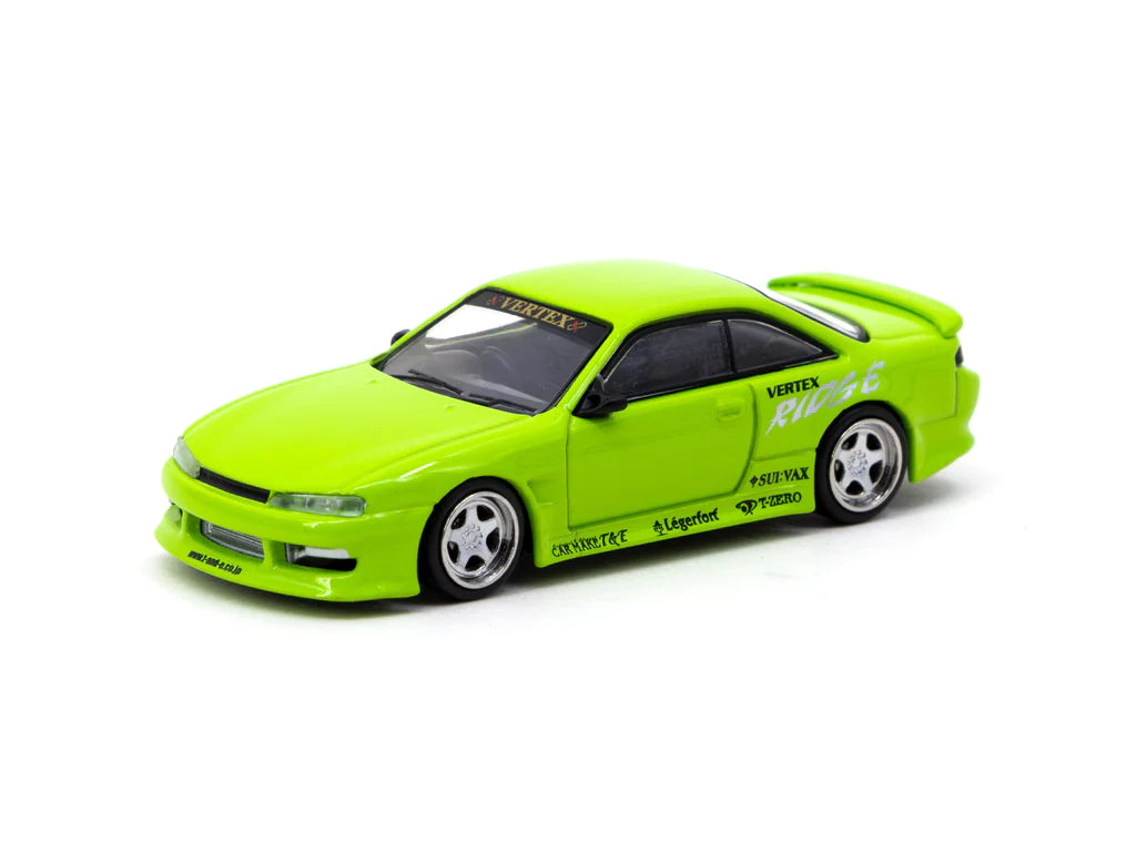 Tarmac Works 1:64 Scale Nissan Silvia Vertex S14 Diecast Model Car - Light Green - Collectible Miniature for Display, Racing Games & Car Enthusiasts