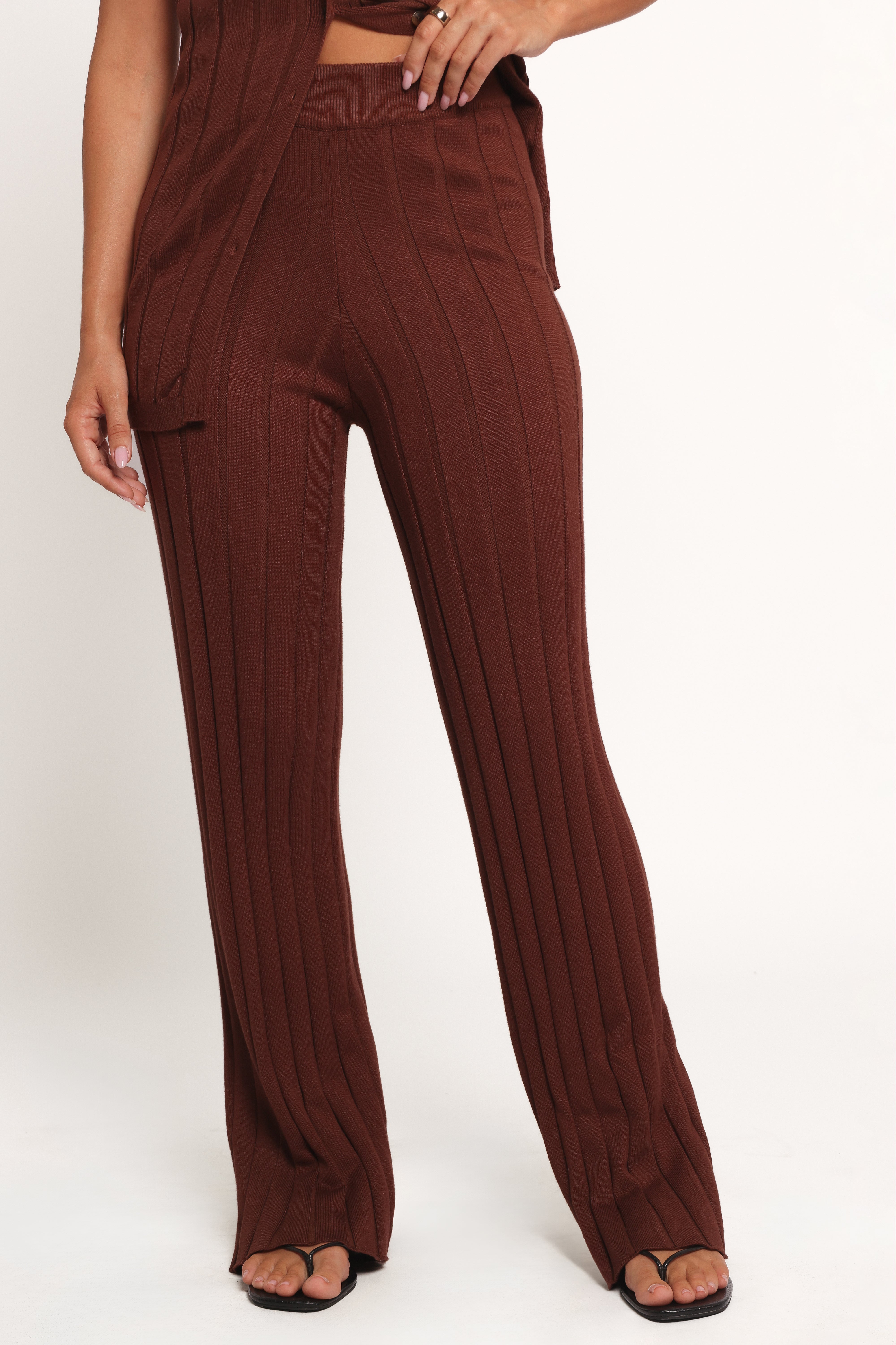 Bowery Knit Set - Women's Casual Chocolate Brown Lounge Outfit | Soft & Comfortable Two-Piece Set for Home, Travel & Relaxation