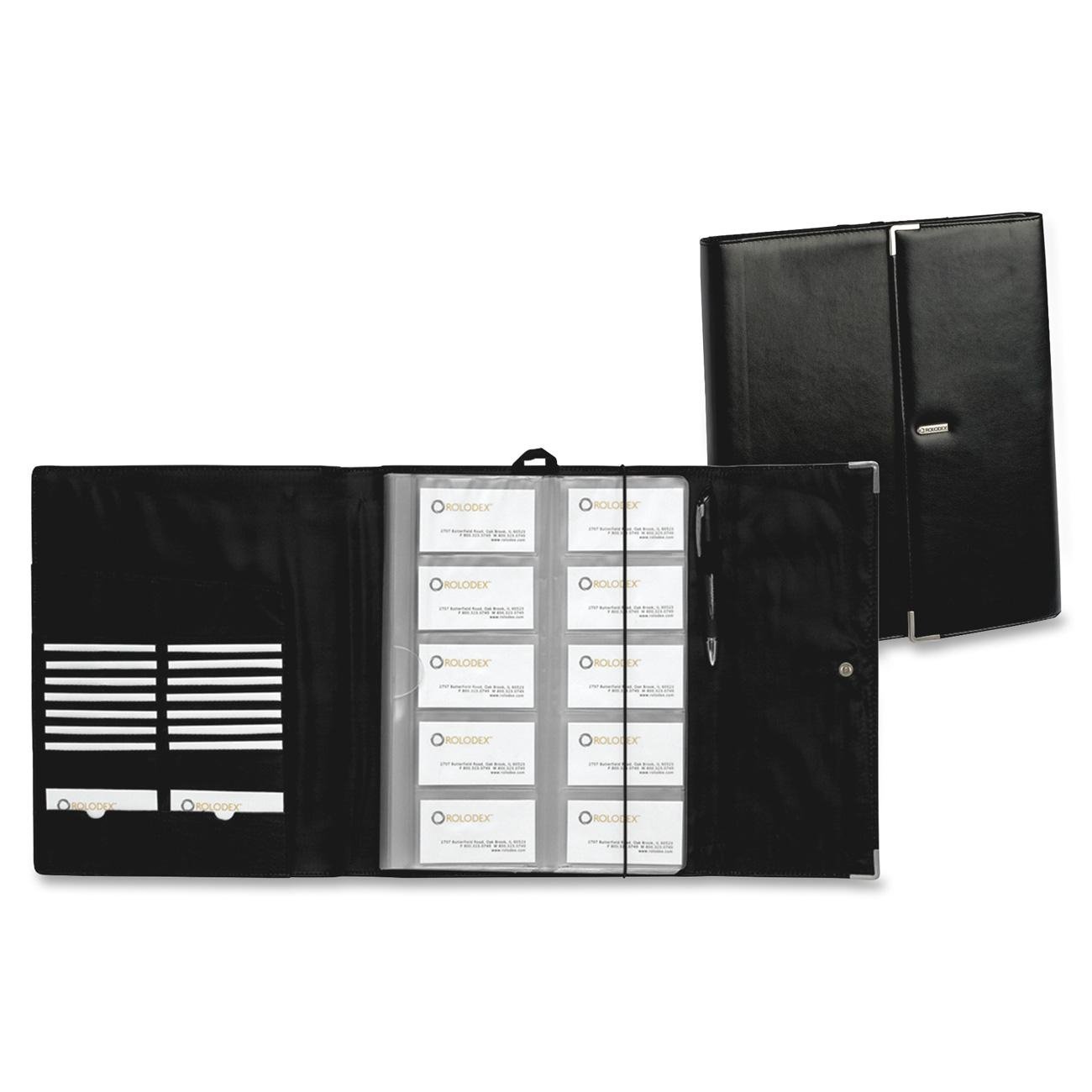 Rolodex Active View Business Card Organizer - 240-Card Capacity, Black & Silver Faux Leather (Model 26507) | Perfect for Networking Events, Office Organization & Professional Contacts Management