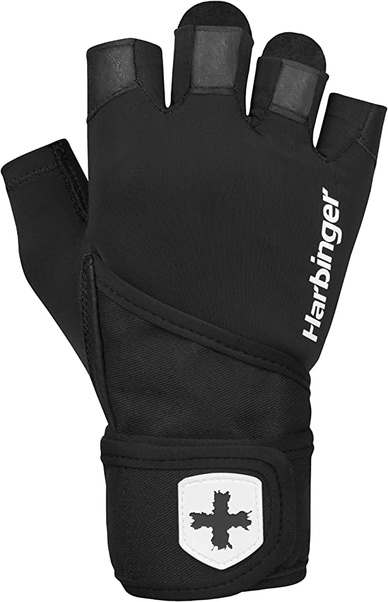Harbinger Unisex Pro WristWrap Gloves 2.0 - Weightlifting & Cross Training Wrist Support for Gym, Powerlifting & Fitness Workouts - Black