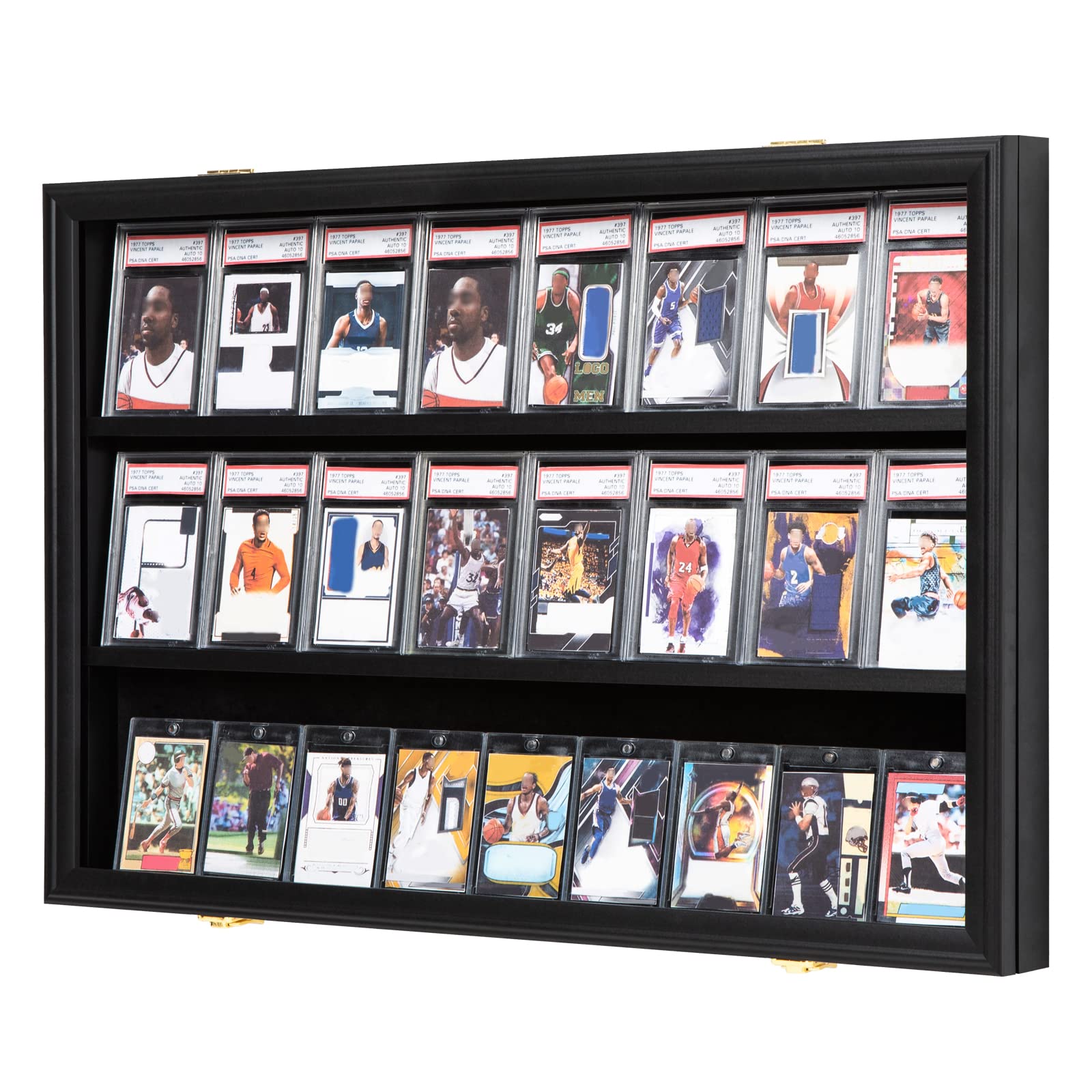 Temgee 24 Baseball Card Display Case - Lockable UV Protected Wall Mount Sports Trading Card Holder for Baseball, Basketball, Football & Hockey Collections | Perfect for Home, Office or Store Displays