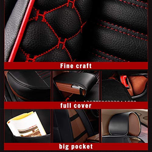 Premium PU Leather Car Seat Covers - Waterproof, Non-Slip, Airbag Compatible for Most Cars & SUVs (5-Piece Set with Pillows, Beige) - Perfect for Daily Commute, Road Trips & Family Travel