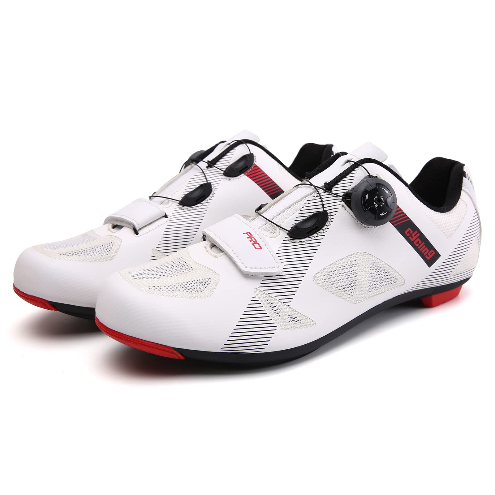 Premium Men's Mountain Bike Cycling Shoes with Cleats - Lightweight, Durable & Comfortable for Road & Trail Riding - White Spin Bike Footwear for Indoor & Outdoor Cycling