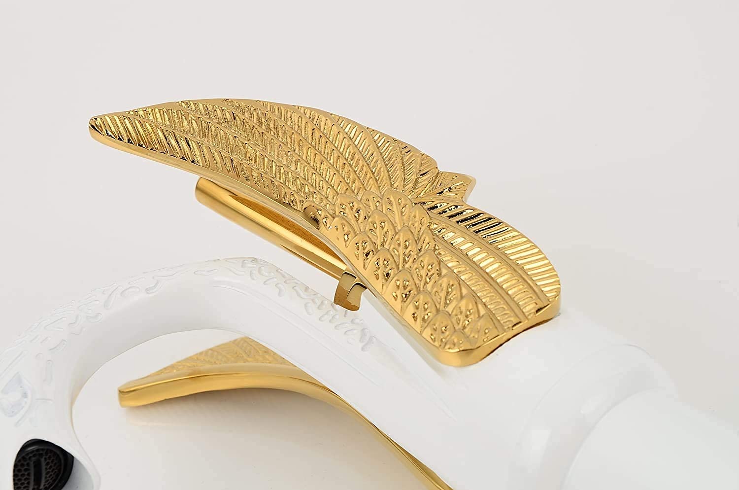 Swan White & Gold Tall Vessel Sink Faucet - Single Handle One Hole Basin Mixer Tap with Matching Pop Up Drain (No Overflow) - Perfect for Modern Bathroom Vanities & Bowl Sinks