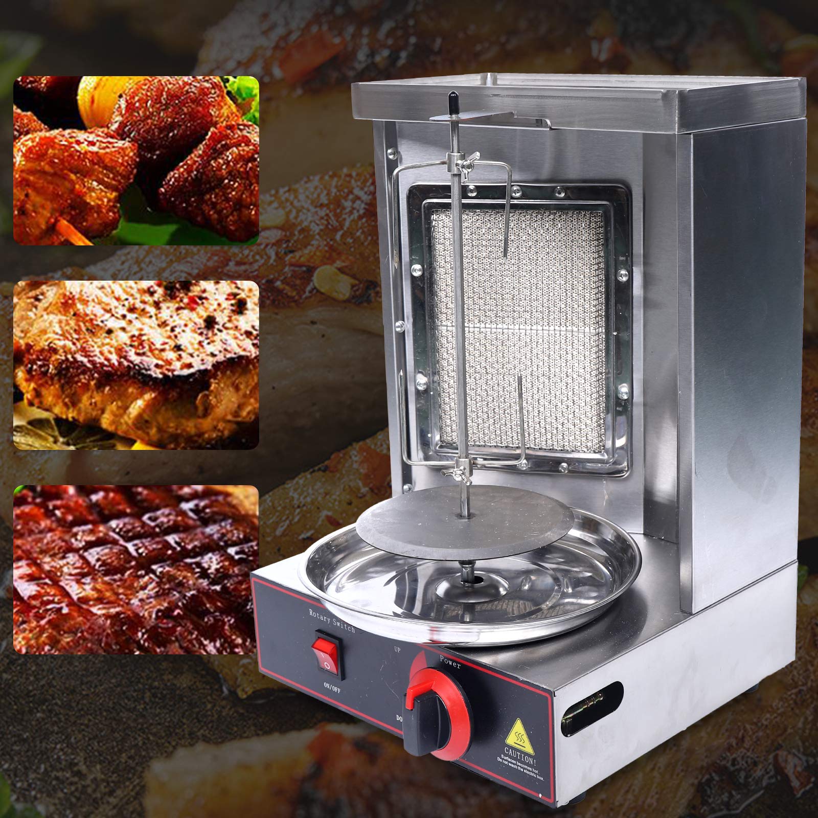 Commercial Stainless Steel Vertical Rotating LPG Gas Doner Kebab Machine - Heavy Duty Shawarma Grill Oven for Smokeless BBQ & Meat Roasting | Perfect for Restaurants, Food Trucks, and Home Kitchens