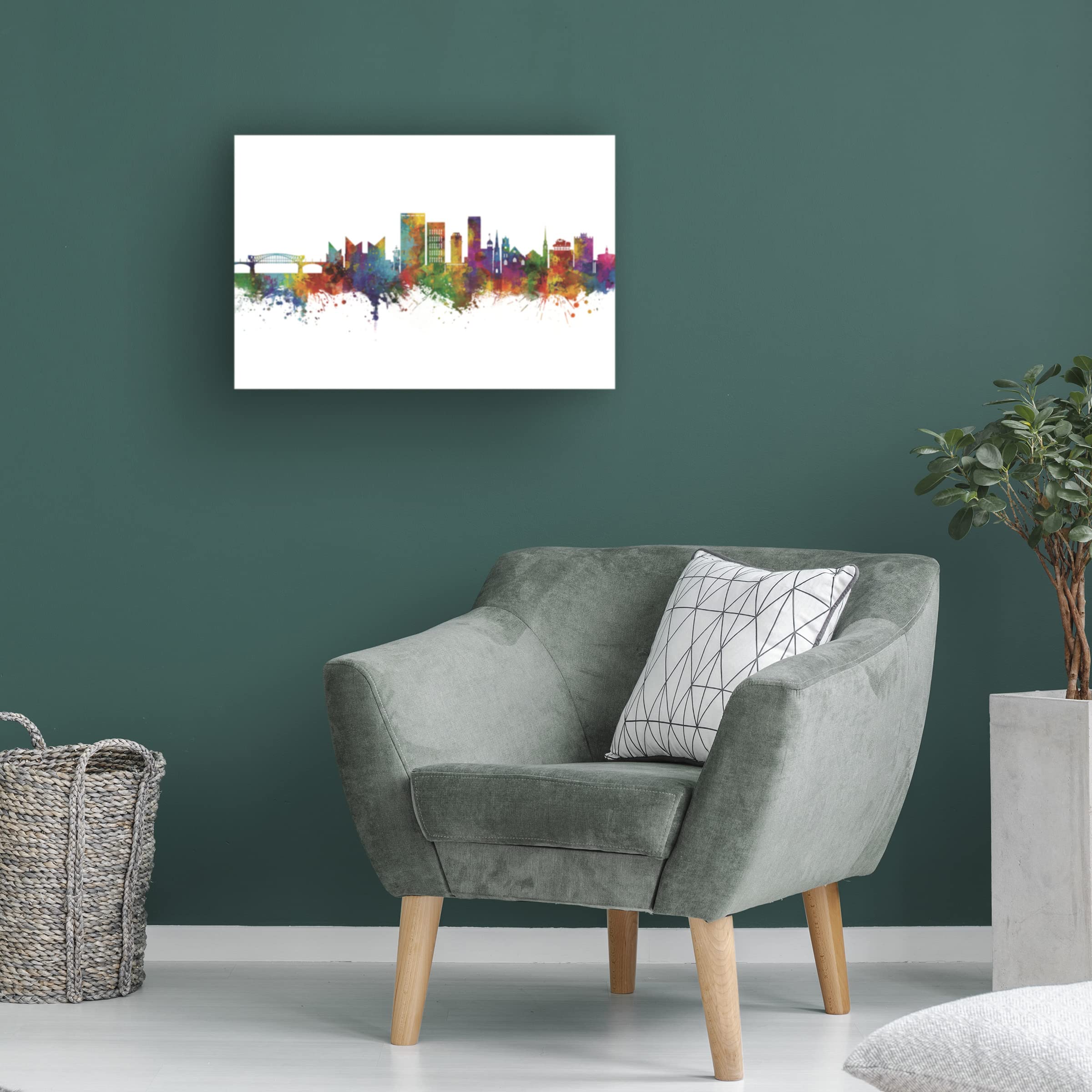 Michael Tompsett 'Chattanooga Tennessee Skyline' Canvas Wall Art Print - Modern Cityscape Painting for Living Room, Office & Home Decor