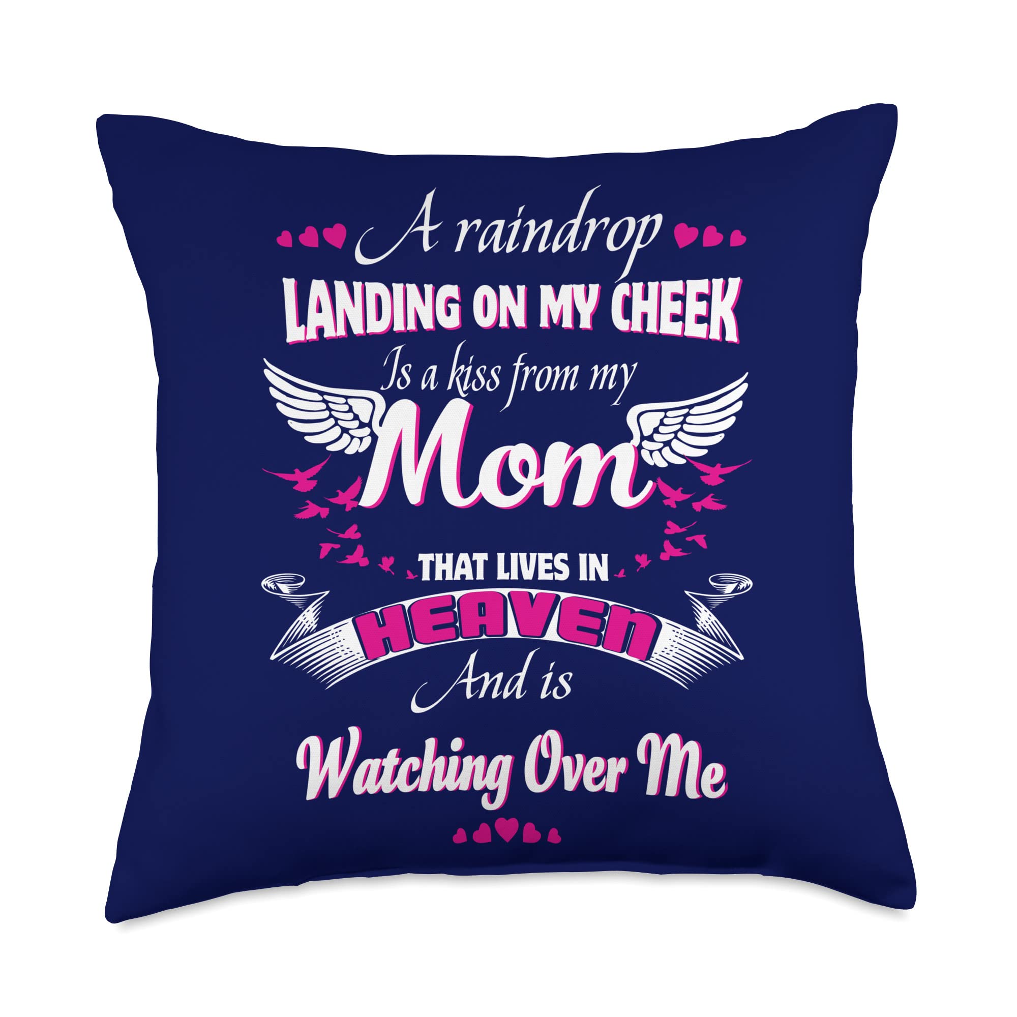 Heavenly Guardian Angel Mom Memorial Throw Pillow - 18x18 Inch Multicolor Tribute Gift for Grieving, Home Decor & Comforting Remembrance