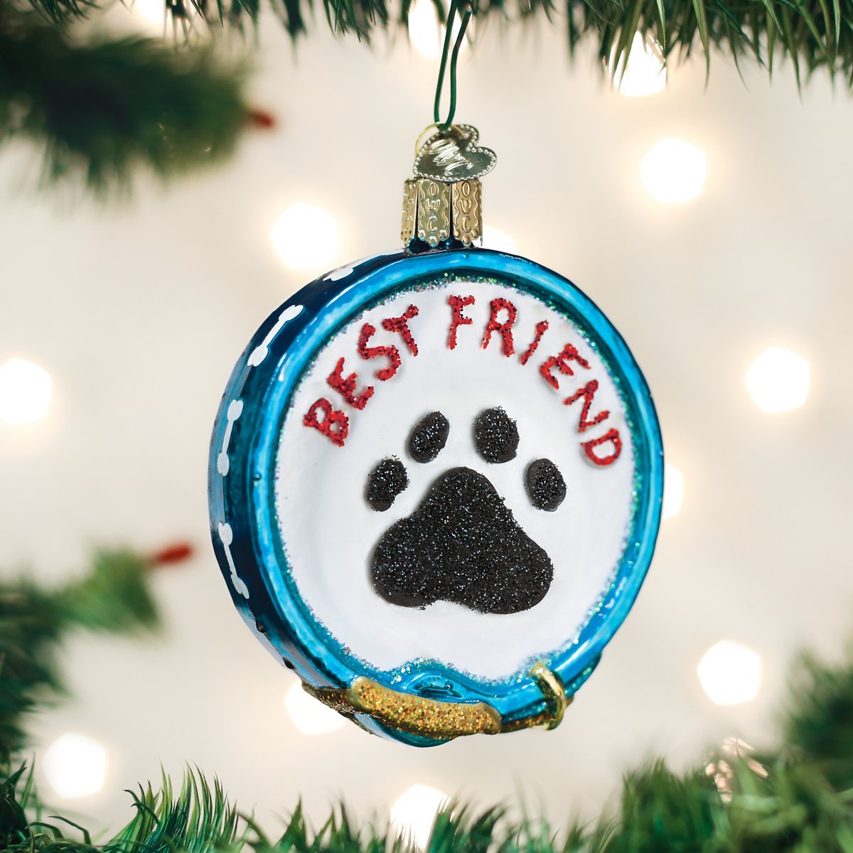Old World Christmas Ornaments: Handcrafted Glass Blown Dog & Pet Christmas Tree Decorations with Collar Design - Perfect for Holiday Home Decor, Gift Giving & Pet Lovers