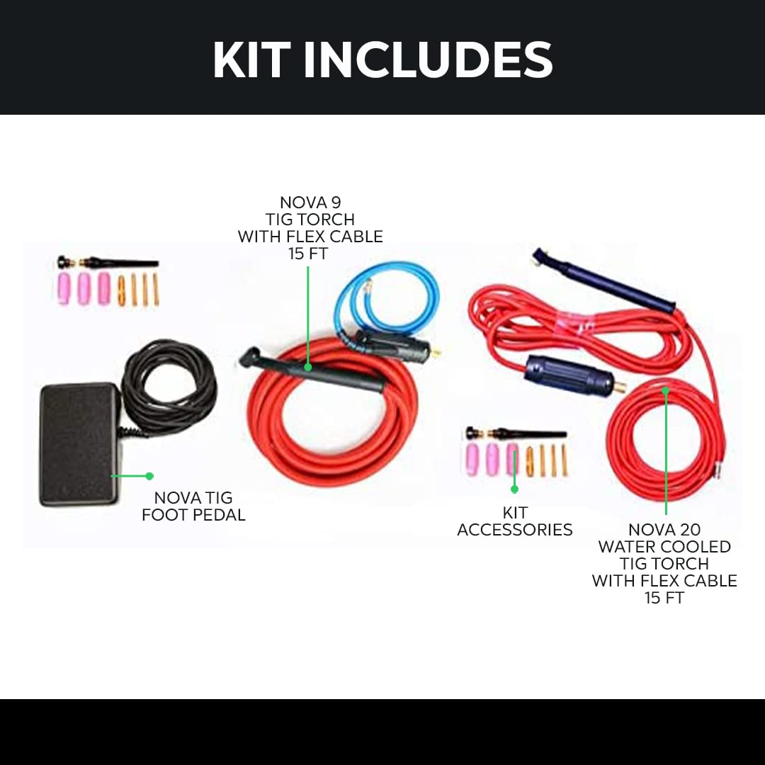 NOVA Tig Welding Accessory Kit - Compatible with Everlast PowerTIG 210EXT Welder | Complete Torch, Collets, Cups & Parts Set for TIG Welding Projects