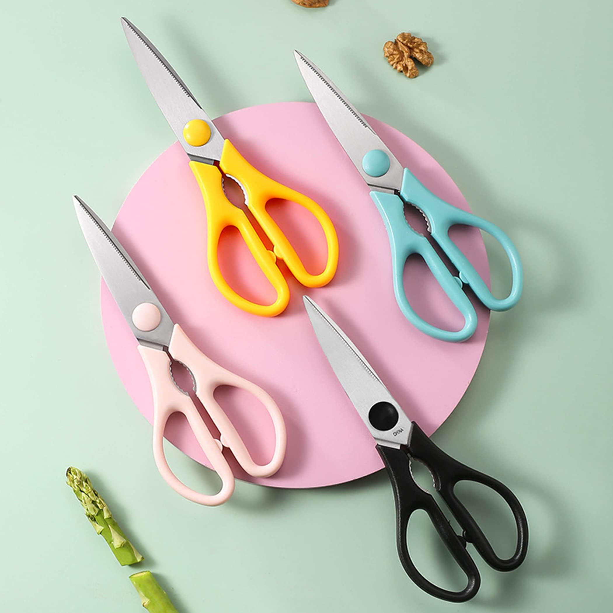 Light Green Heavy Duty Kitchen Shears - Stainless Steel Sharp Cooking Scissors for Meat & Chicken | Dishwasher Safe Kitchen Essentials | Perfect for Food Prep, Poultry Cutting & Household Use