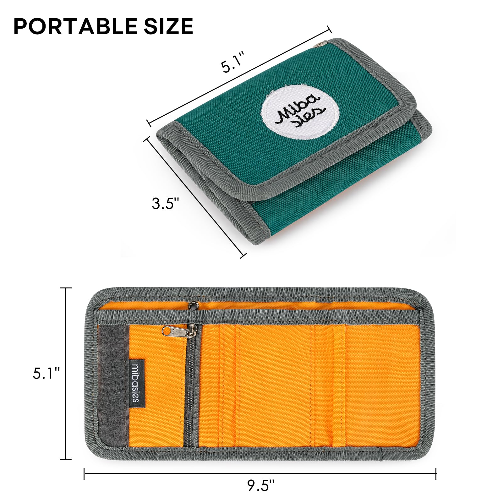 Mibasies Boys Wallet for Kids 3-8 - Green Trifold Gift for School & Travel