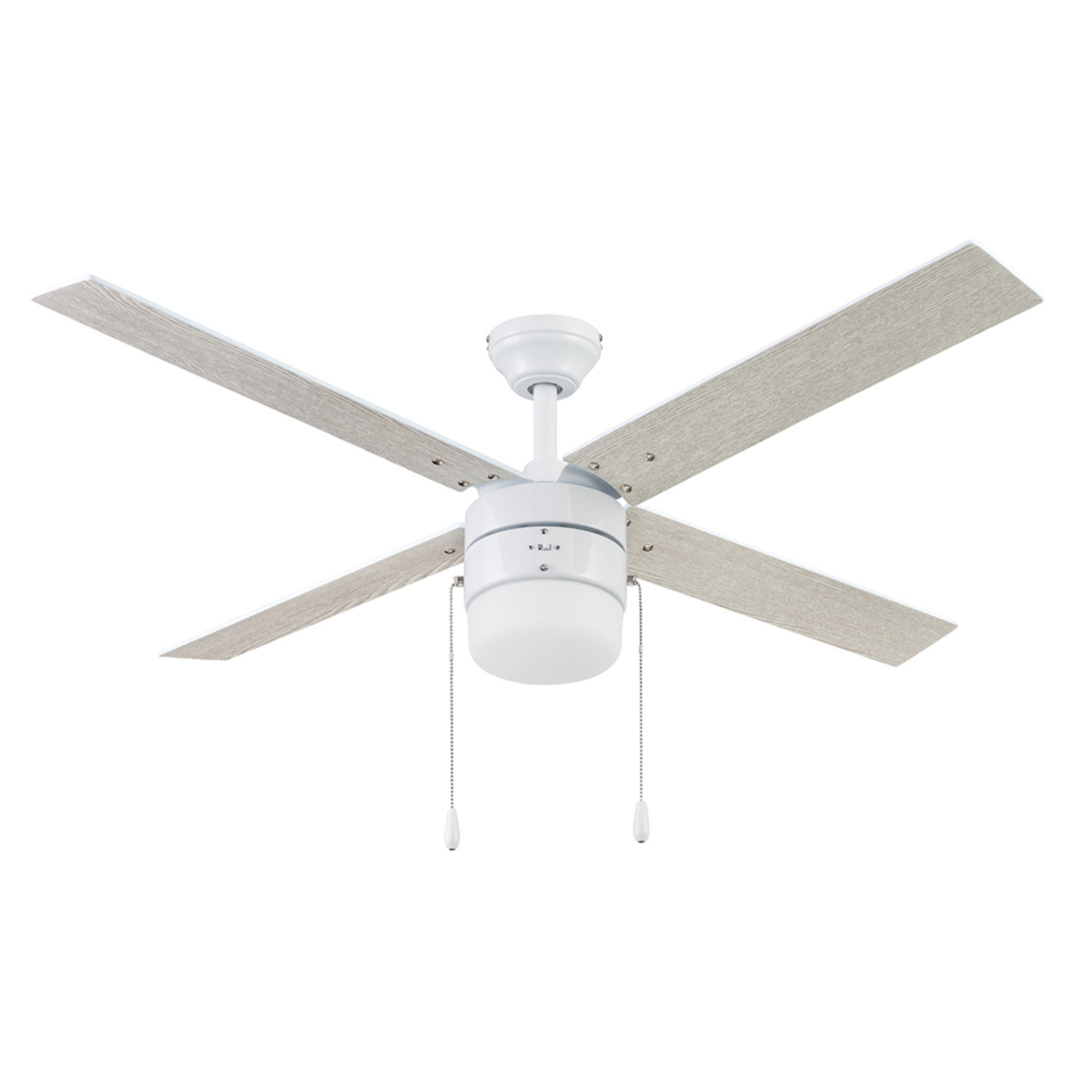 52 Inch White Ceiling Fan with Pull Chain - Modern & Energy Efficient for Living Room, Bedroom, or Office
