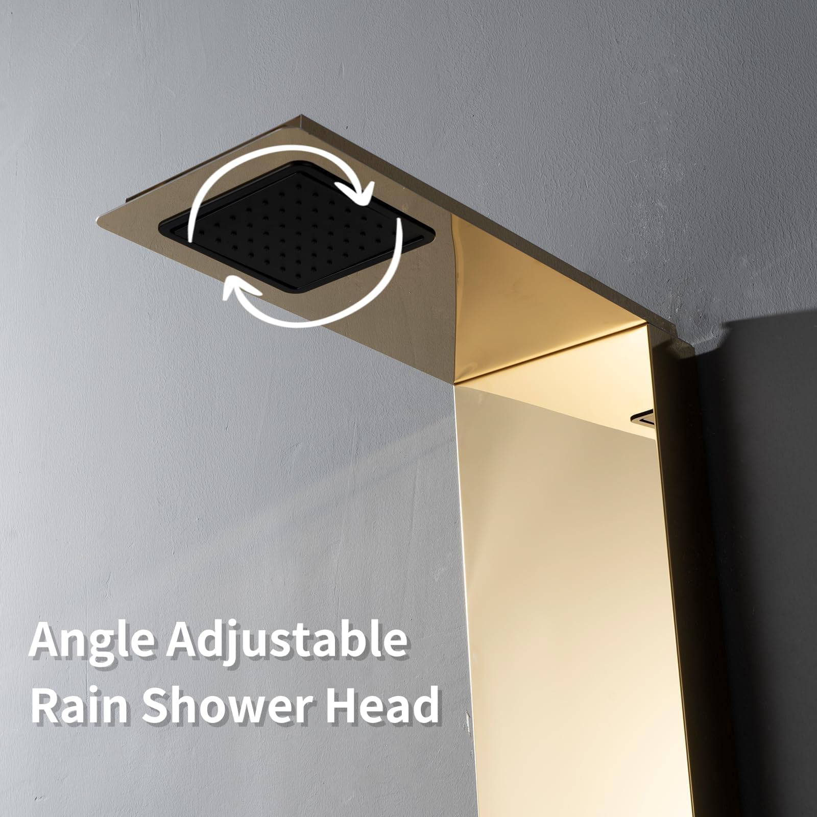 Stainless Steel Gold Shower Panel System - Multi-Function Shower Tower with Rainfall Head & Waterfall Tub Spout for Luxury Bathroom Upgrade | Perfect for Spa-Like Experience & Modern Bathroom Renovation
