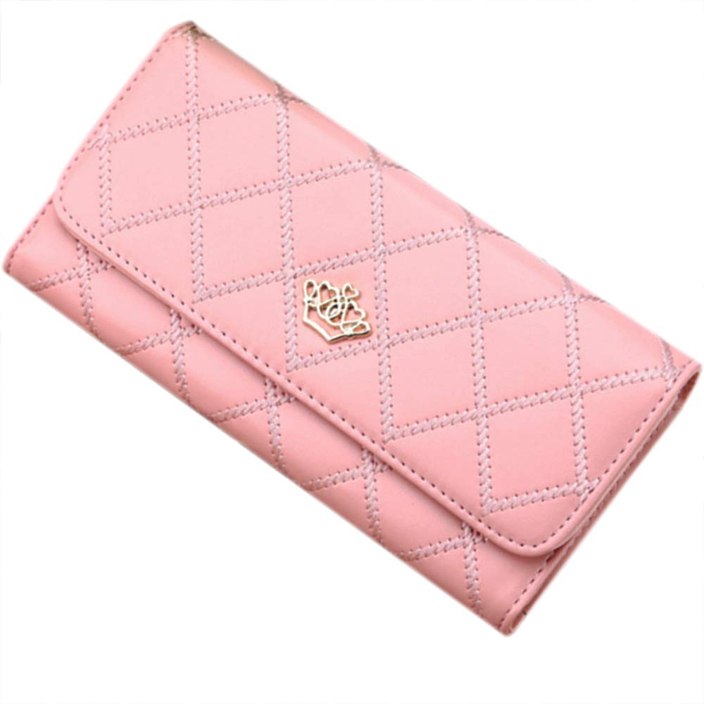 Women's Small Zipper Wallet - Korean Style Long Crown Design, Fresh & Multifunctional Rhombic Lattice Purse for Students | Perfect for Daily Use, School & Travel Accessories