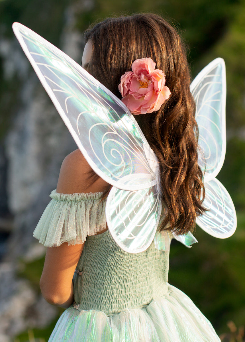 Fairy Costume Set for Kids - Seamist Green Dress with Wings & Wand - Perfect for Halloween, Cosplay & Fantasy Parties