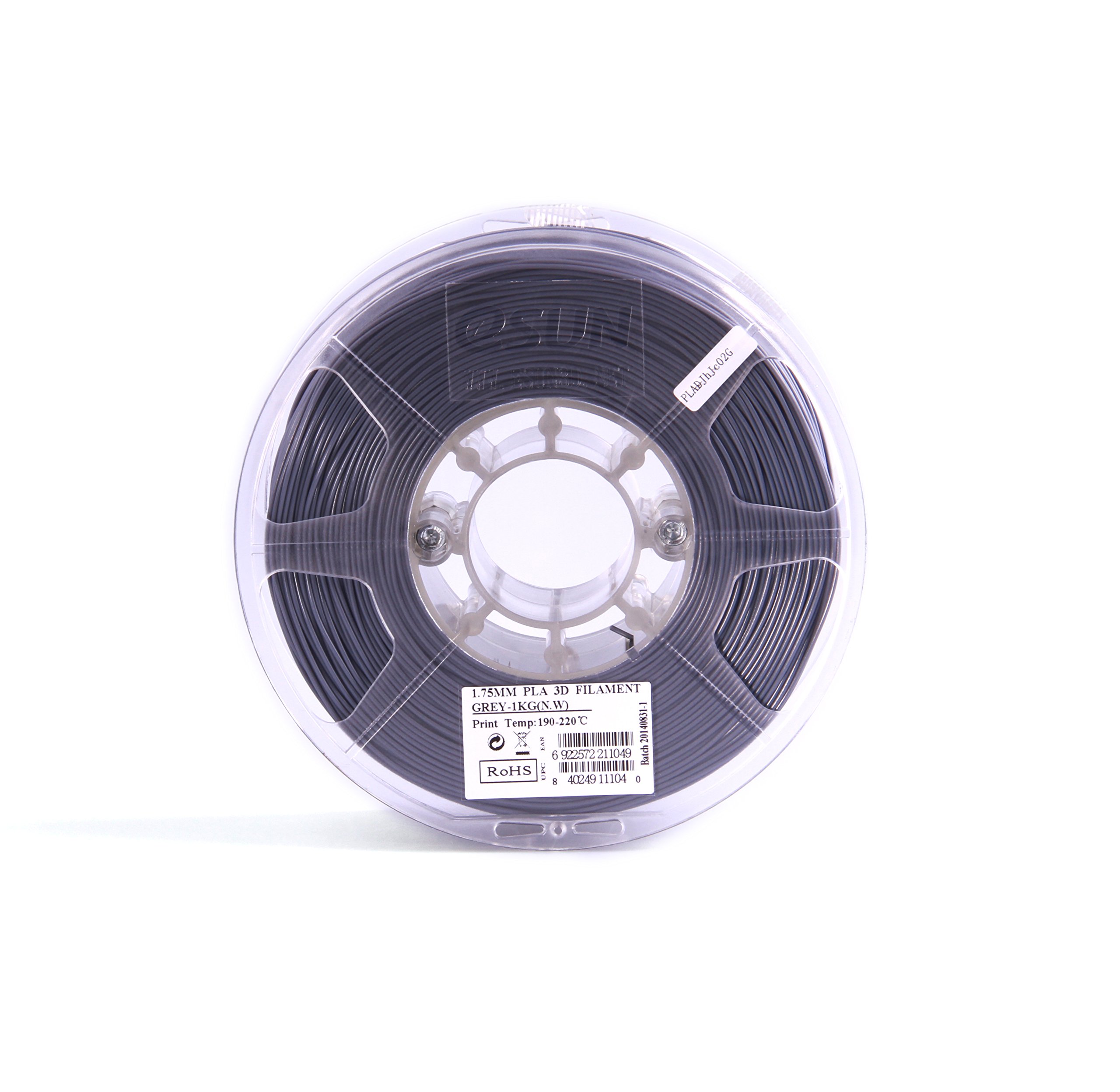 Premium eSUN 1.75mm Gray PLA 3D Printer Filament - 1kg Spool (2.2lbs) for High-Quality 3D Printing - Perfect for Home DIY, Prototyping, and Creative Projects