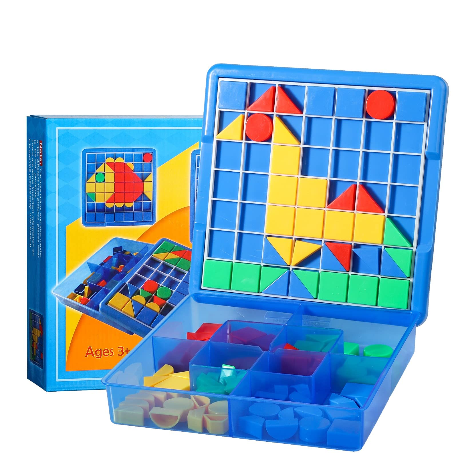 92Pcs Kids Mosaic Puzzle Building Blocks - STEM Educational Toys for Ages 4+ with 6 Assembly Drawings (Big Cube) | Creative Learning & Brain Development Activity for Preschoolers