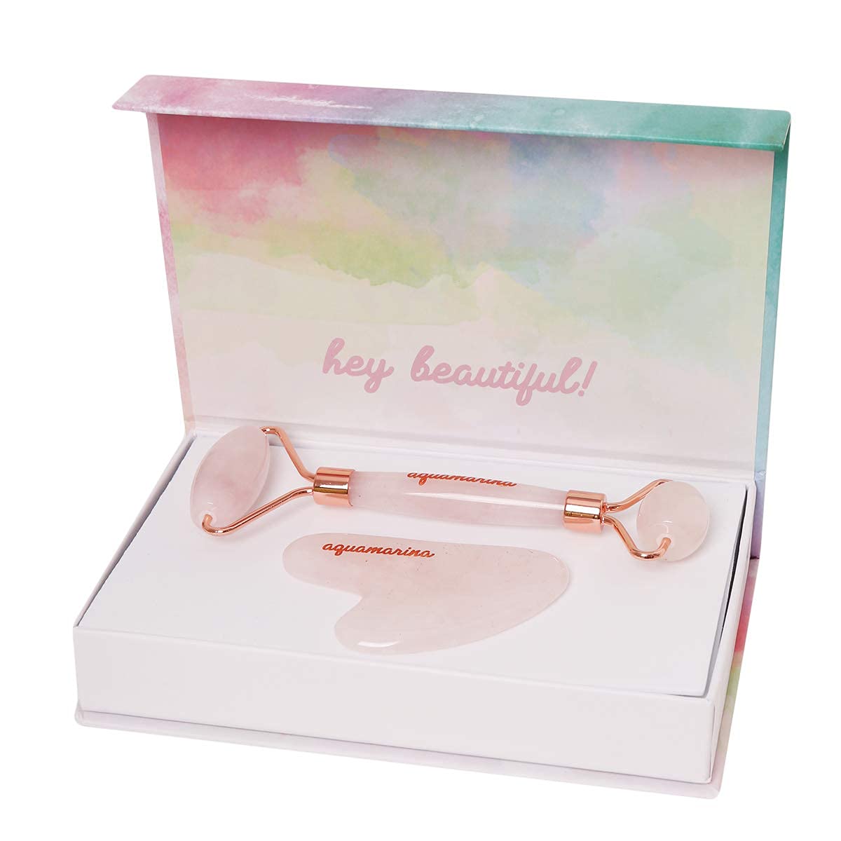 Premium Rose Quartz Roller & Gua Sha Set for Face Massage - Natural Skincare Tools for Anti-Aging, Puffiness Relief & Lymphatic Drainage | Perfect for Home Spa, Self-Care Routine & Gift Giving