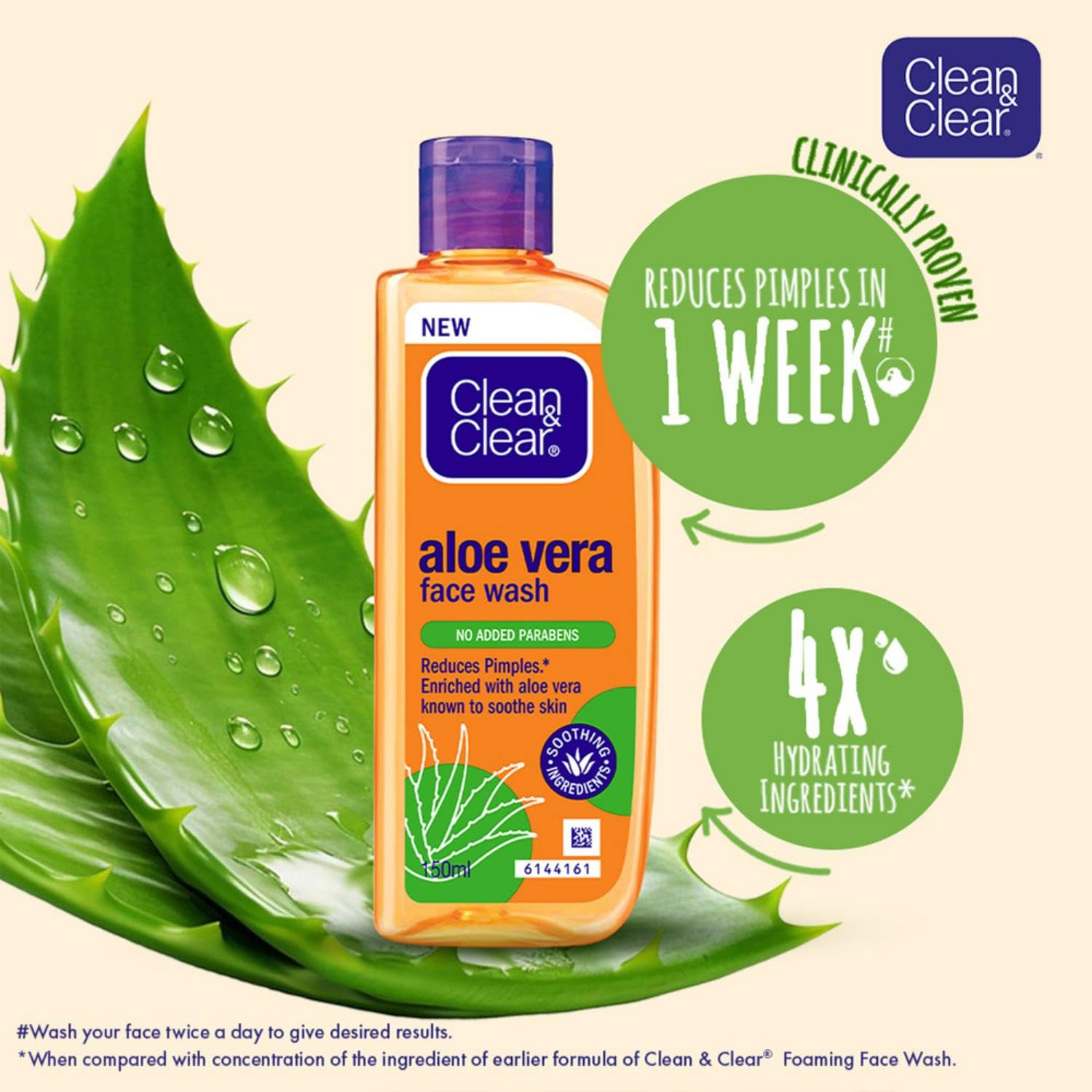 Clean & Clear Aloe Vera Face Wash 150ml - Gentle Cleansing for Acne-Prone Skin - Perfect for Daily Skincare Routine & Travel