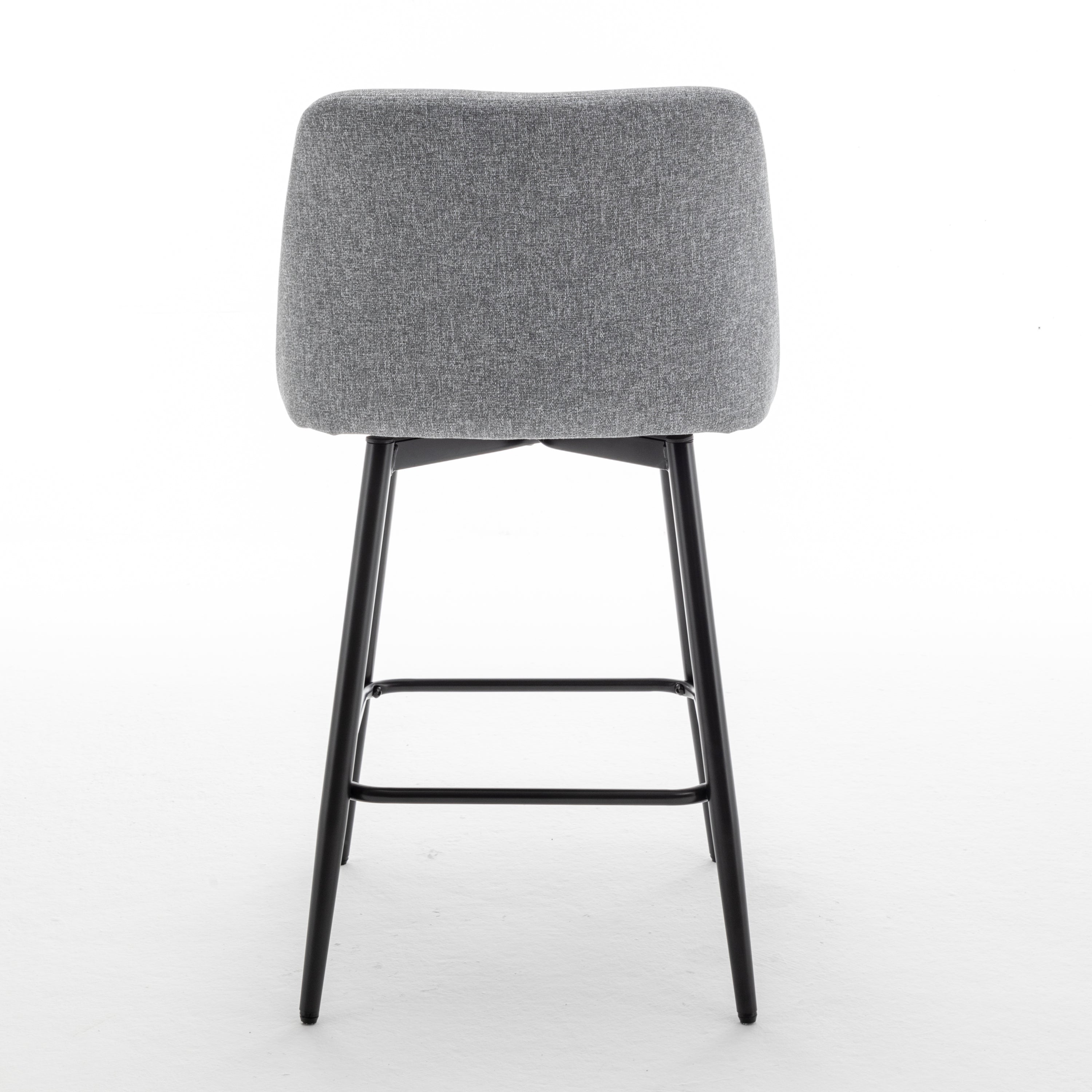 360° Swivel Counter Height Bar Stools Set of 2 - Upholstered with Back Support & Sturdy Metal Legs, 25.6